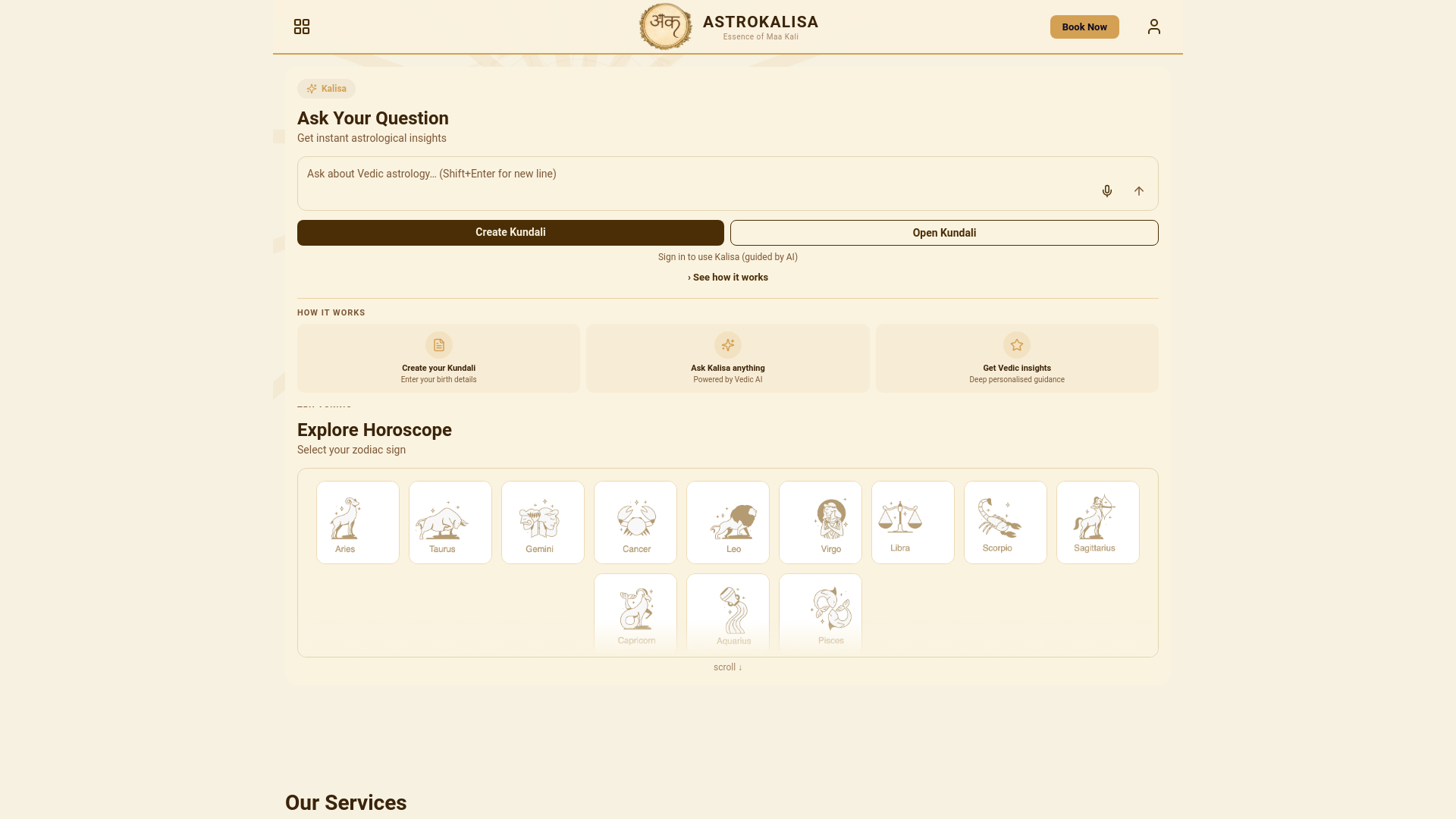 website screenshot of https://astrokalisa.com
