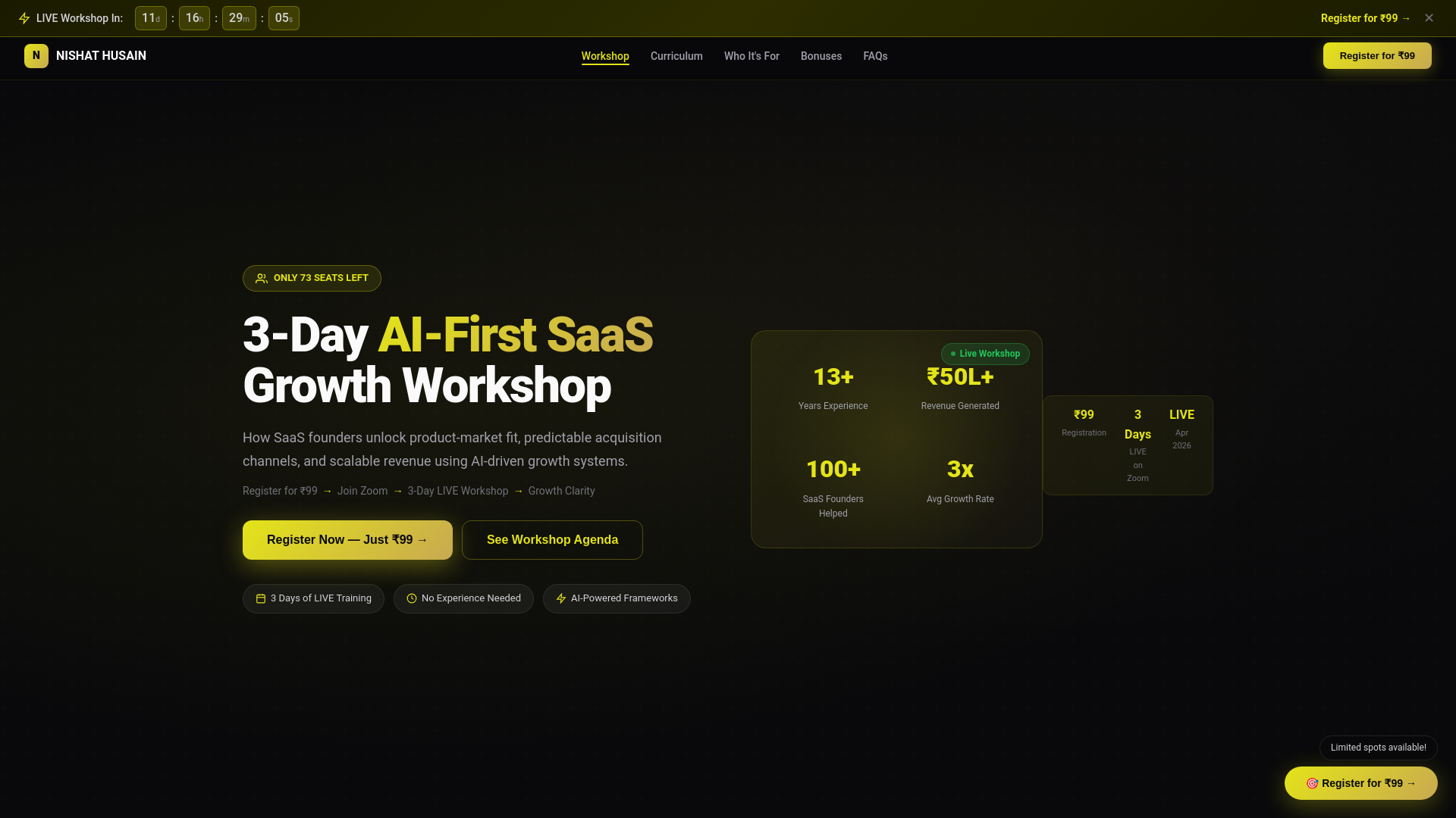 website screenshot of https://nishat-saas-growth.pages.dev/