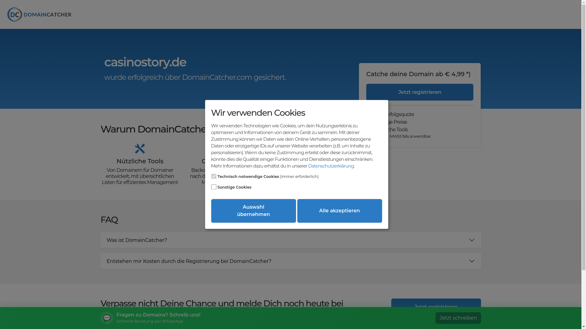website screenshot of https://casinostory.de/