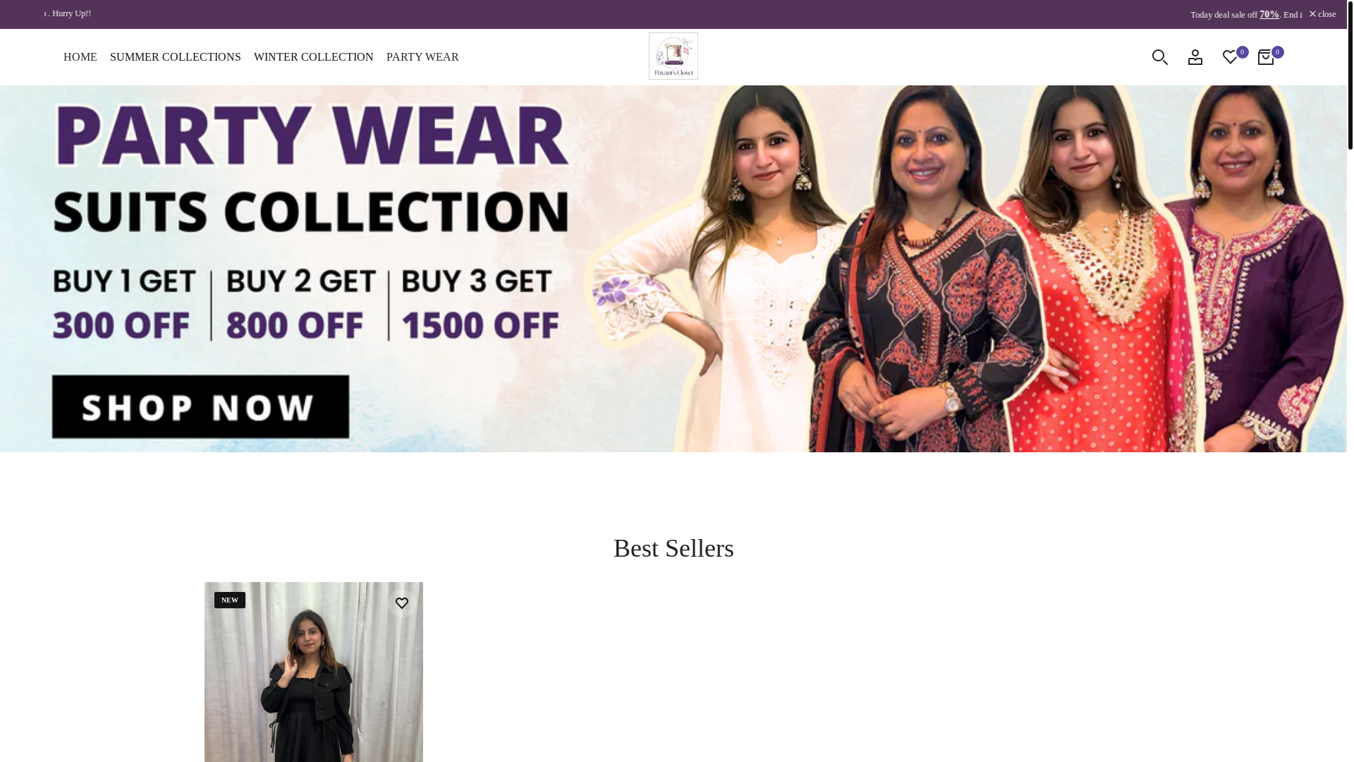 website screenshot of https://pavaniscloset.com/