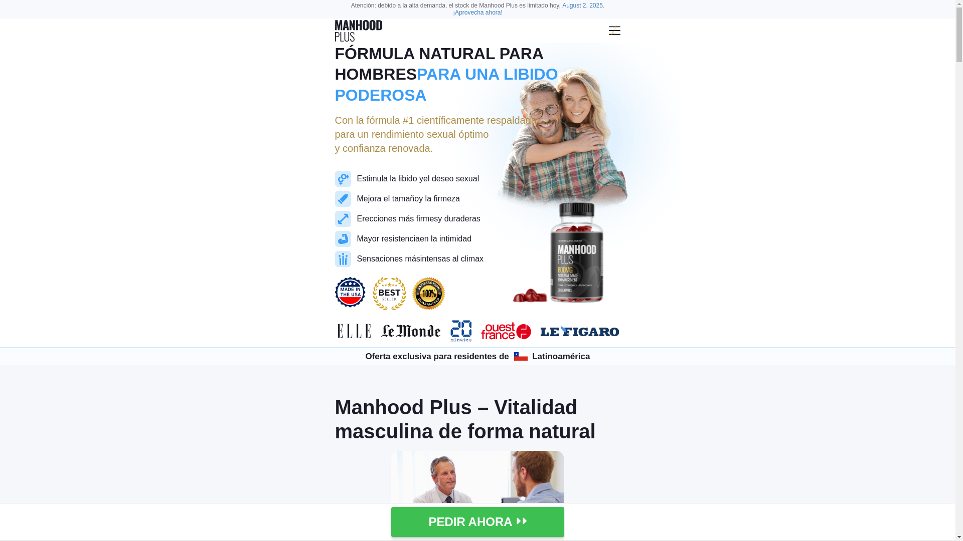 website screenshot of https://manhoodplusstore.com/