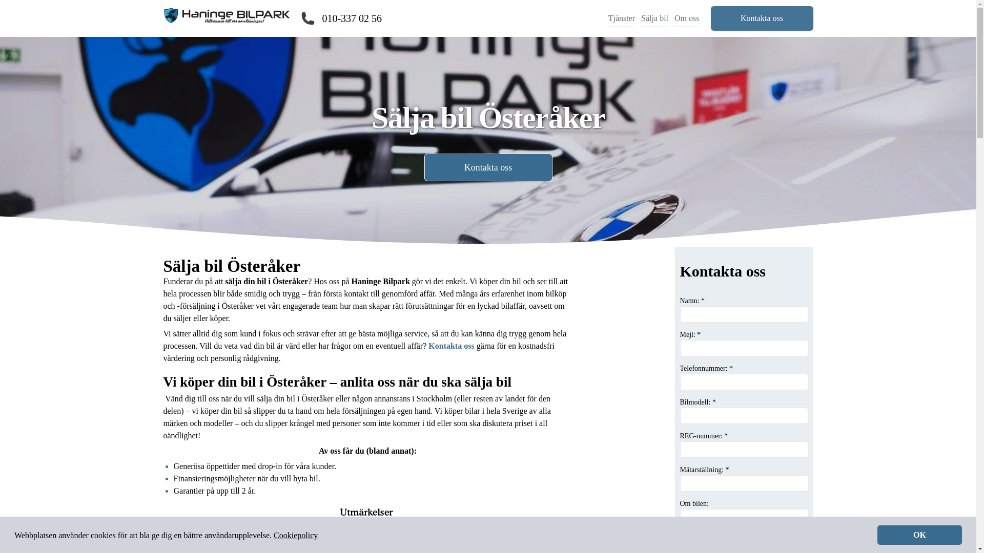 website screenshot of https://saljabilosteraker.se/