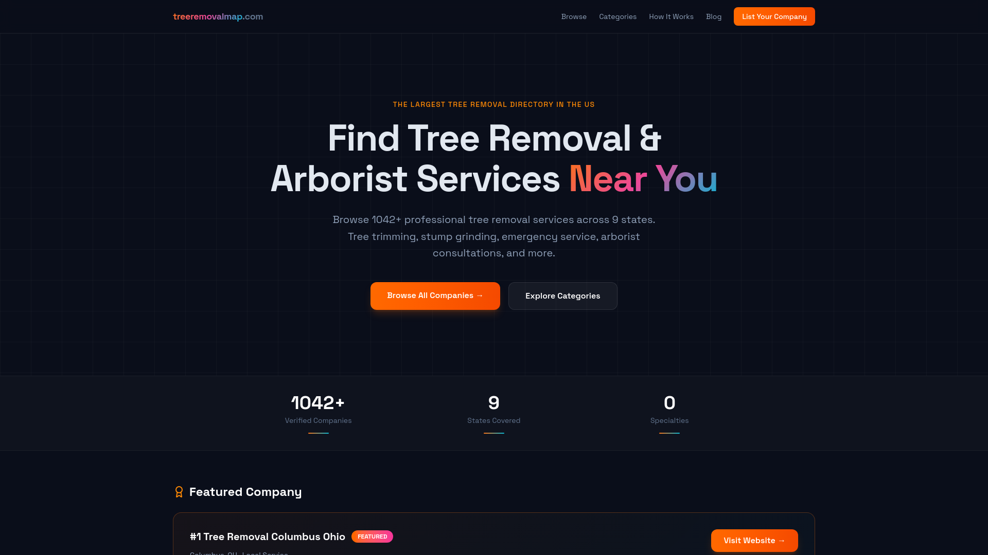 website screenshot of https://treeremovalmap.com/
