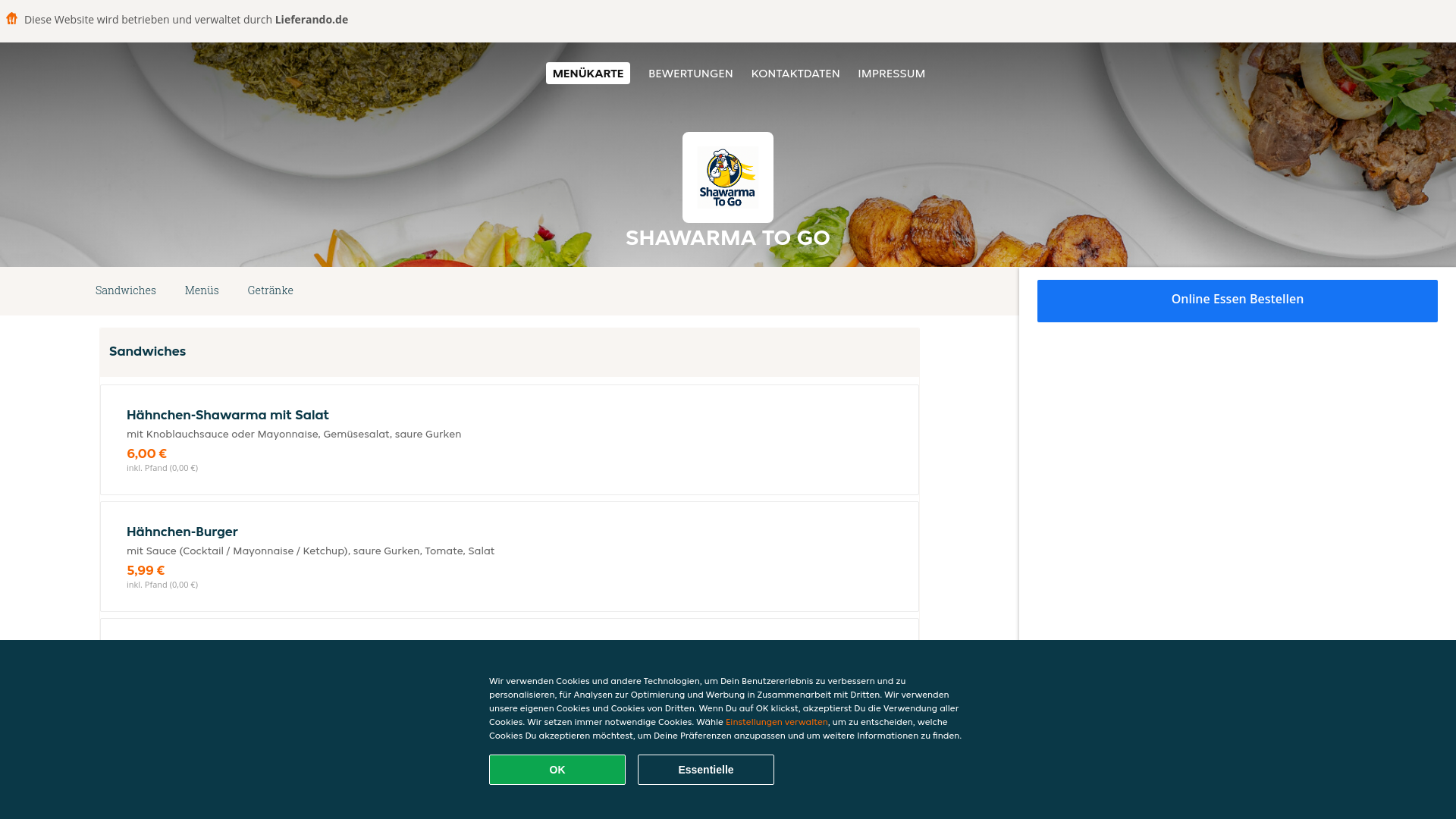 website screenshot of https://shawarmatogo-essen.de/
