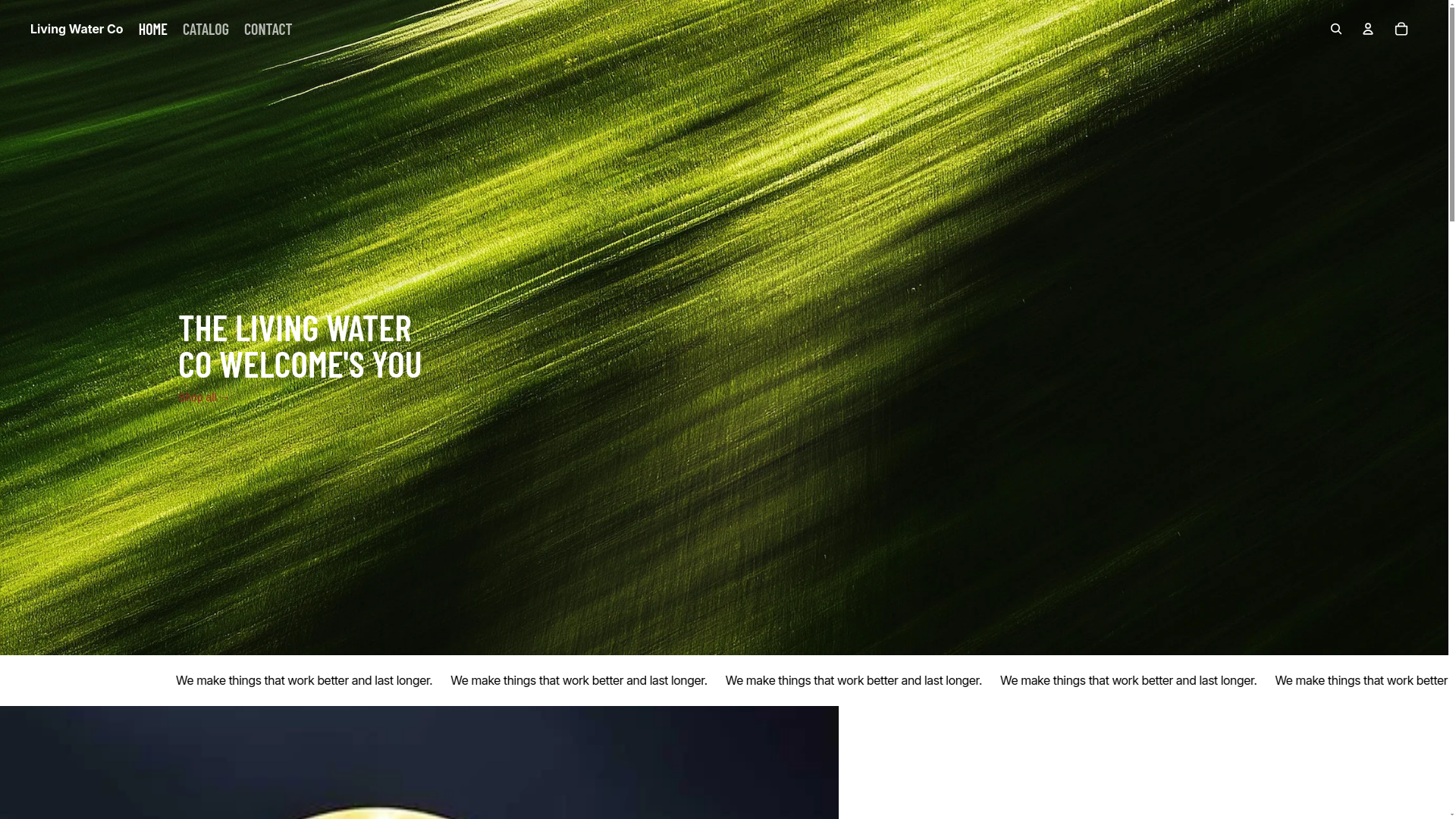 website screenshot of https://livingwatersco.shop/