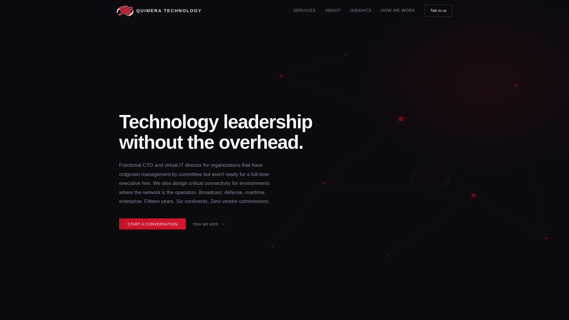 website screenshot of https://quimeratechnology.com