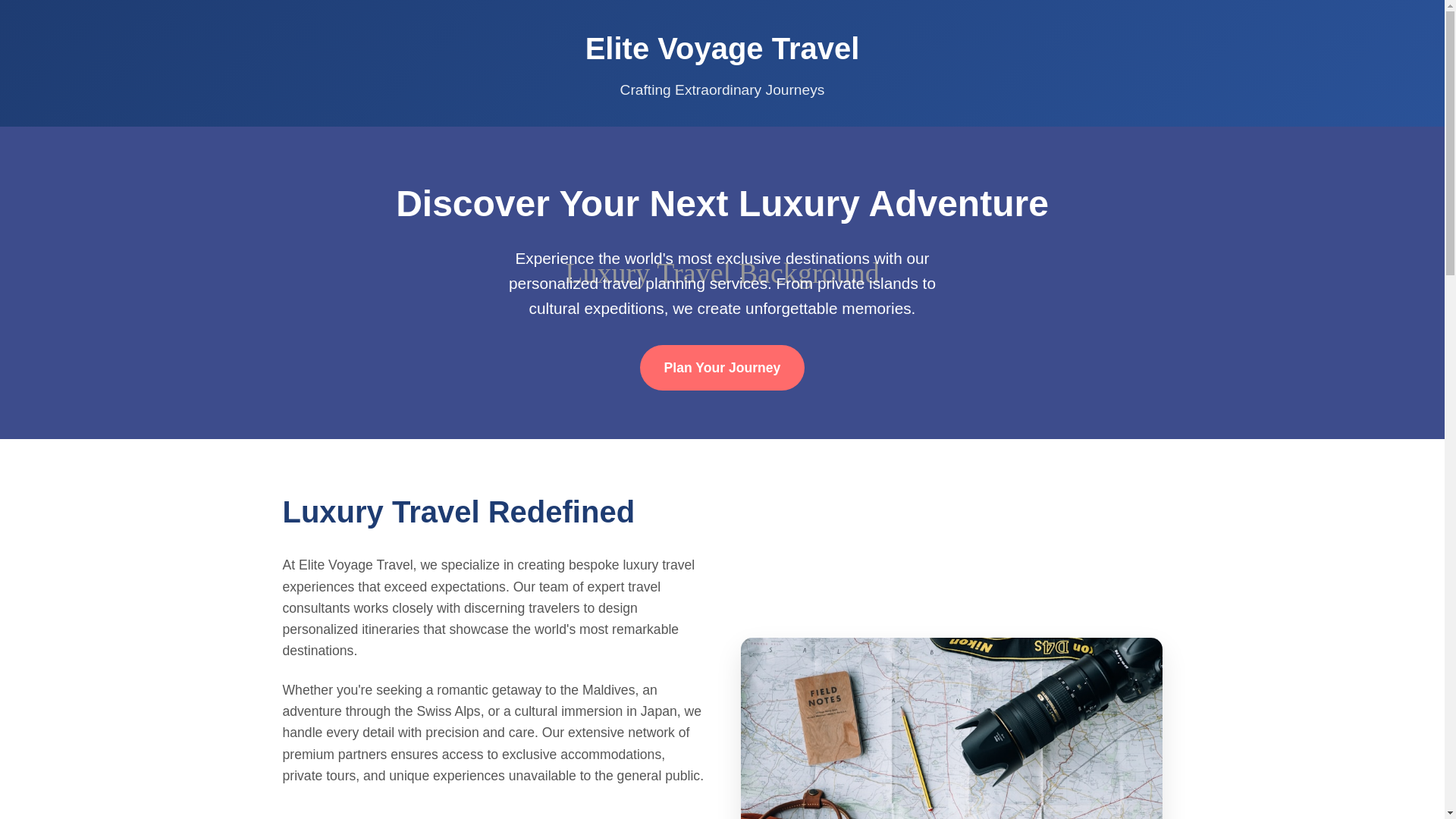 website screenshot of https://elitevoyagetravel.live/