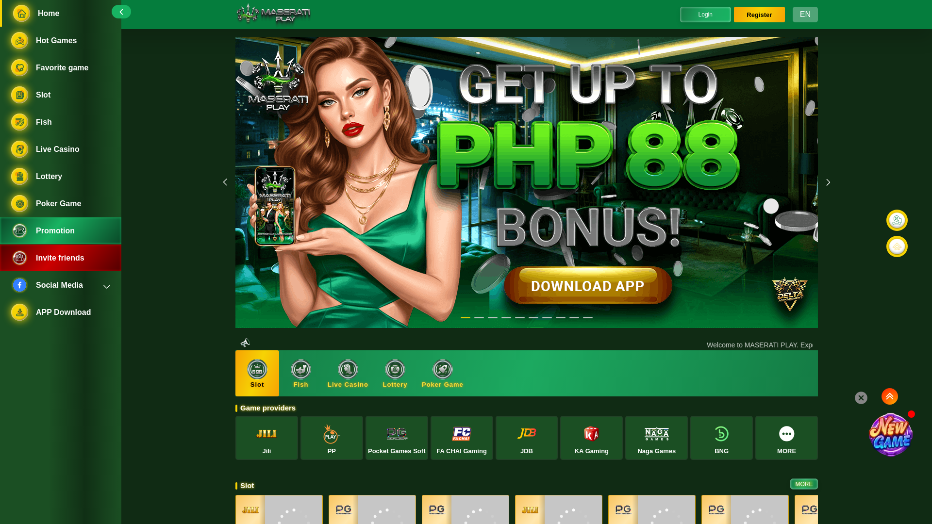 website screenshot of https://maseratiplay88.live/