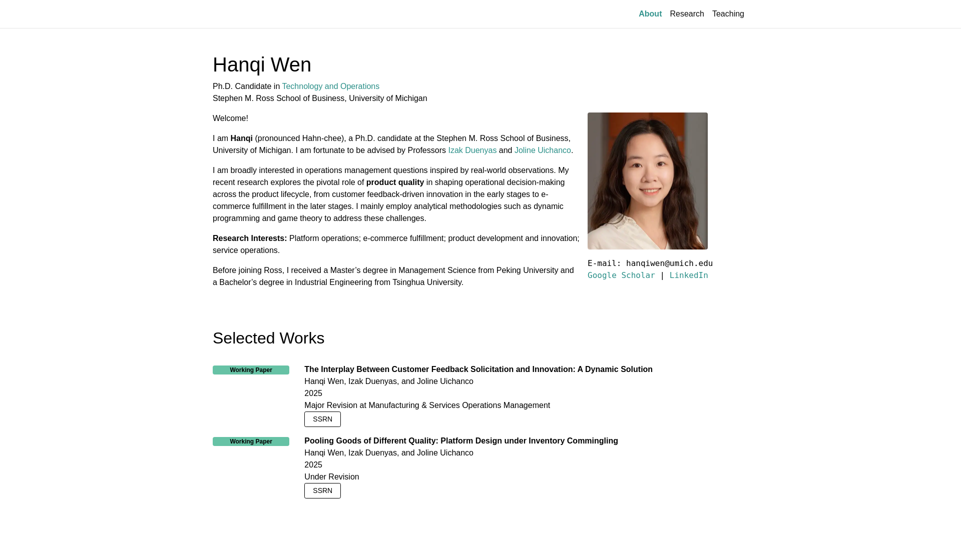 website screenshot of https://hanqiwen.com/