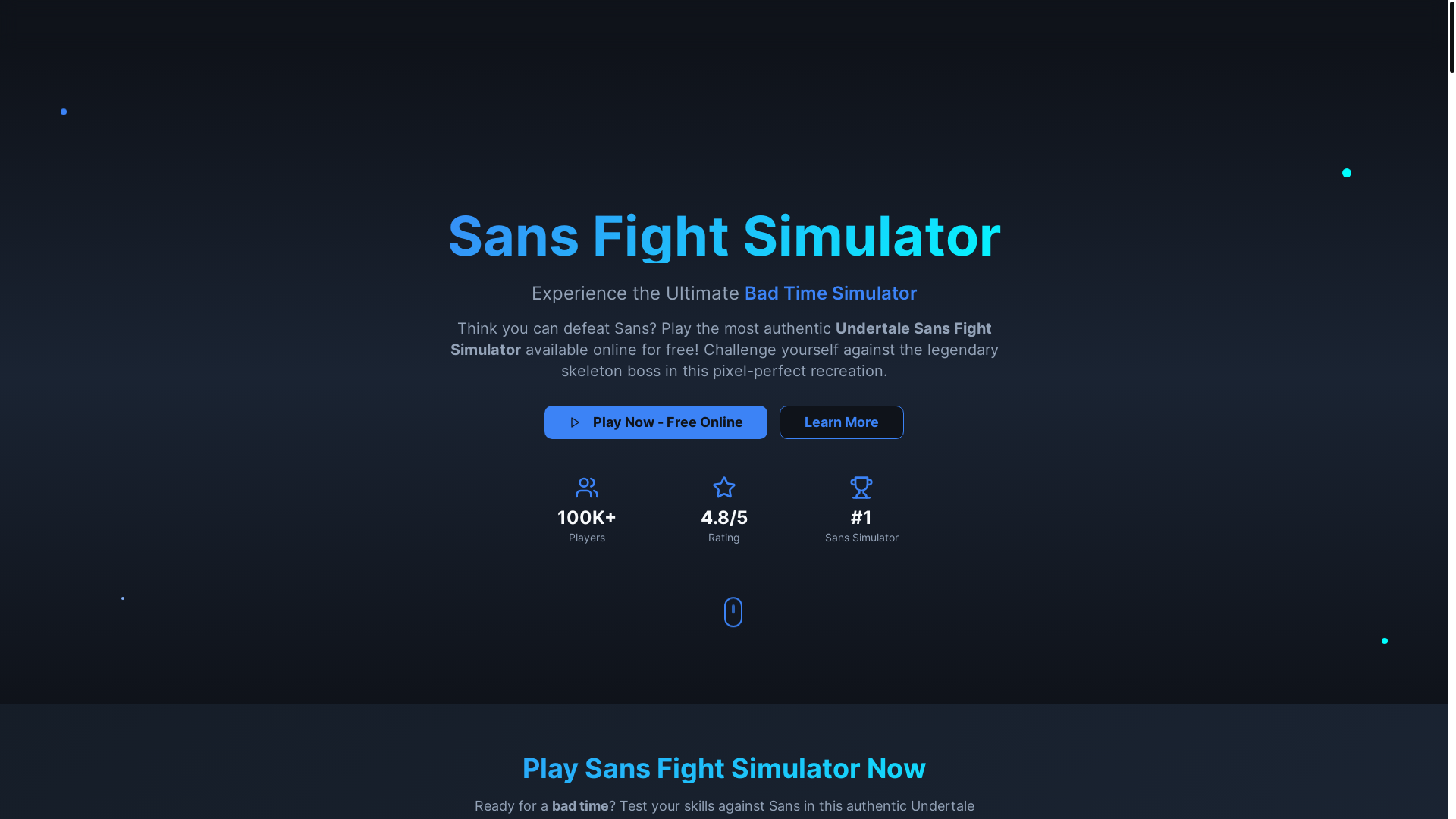 website screenshot of https://sans-bad-time-arena.pages.dev/