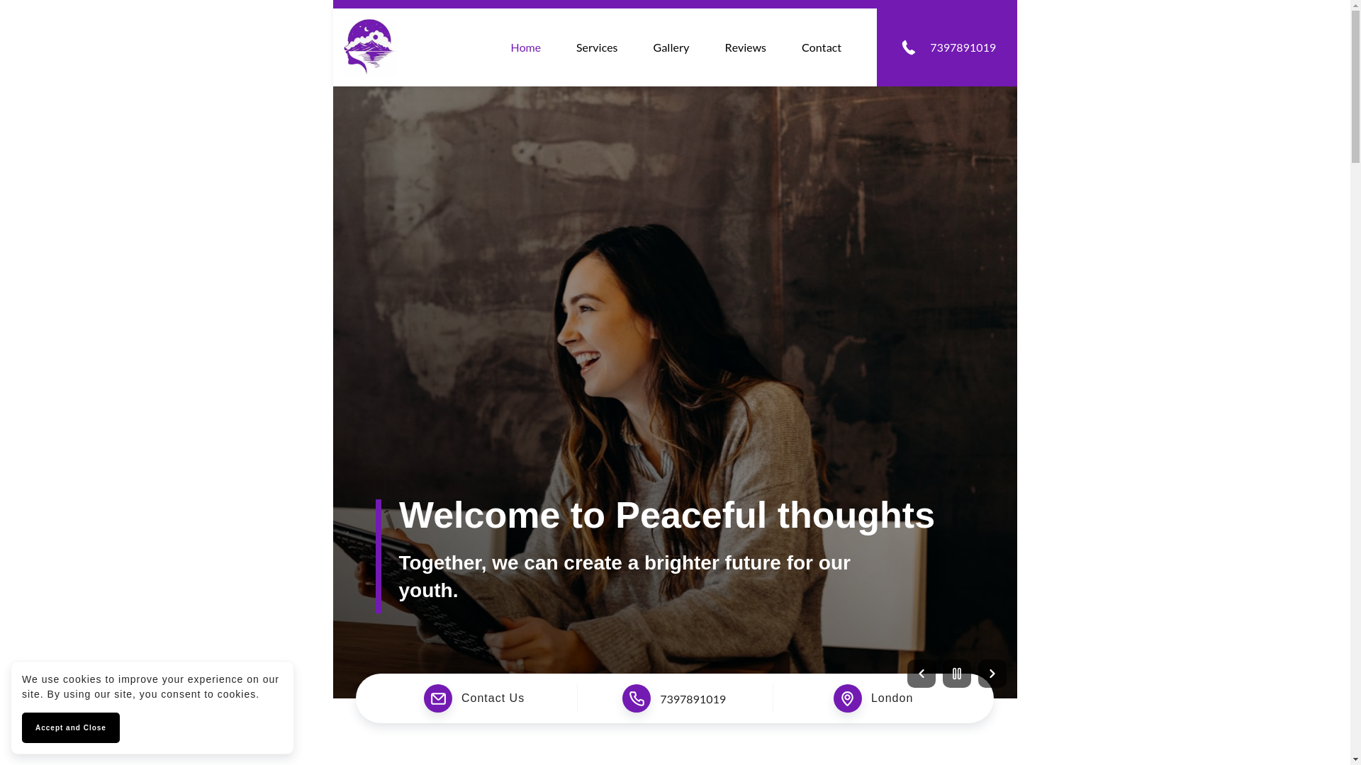 website screenshot of https://peacefulthoughtsuk.co.uk/