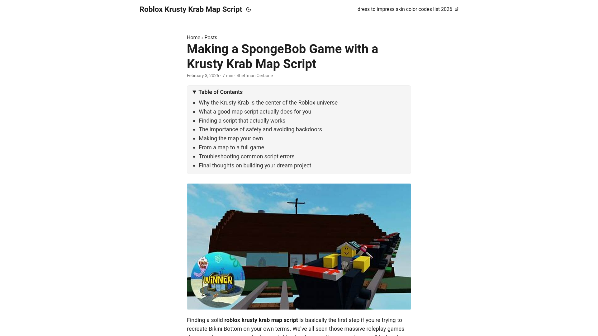 website screenshot of https://roblox-krusty-krab-map-script.pages.dev/