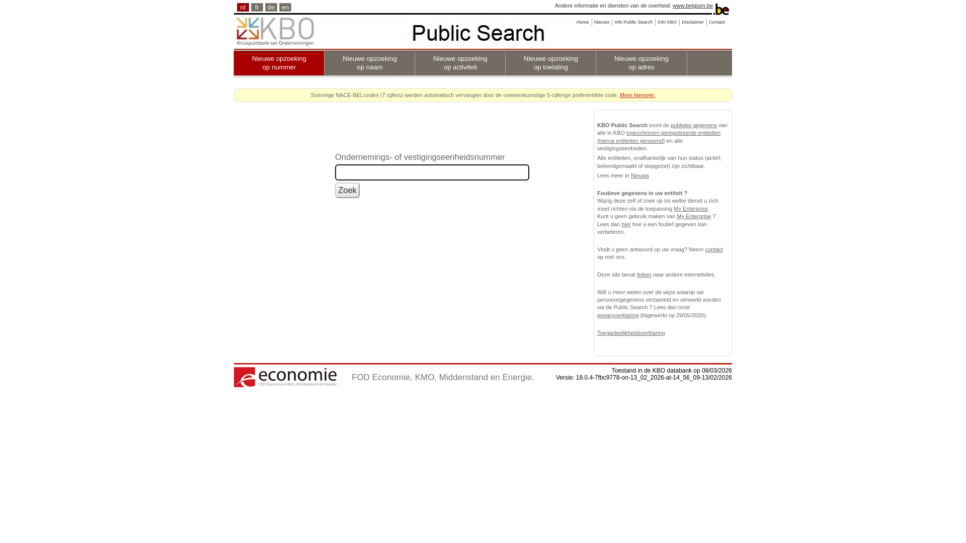 website screenshot of https://kbopub.economie.fgov.be/kbopub/zoeknummerform.html