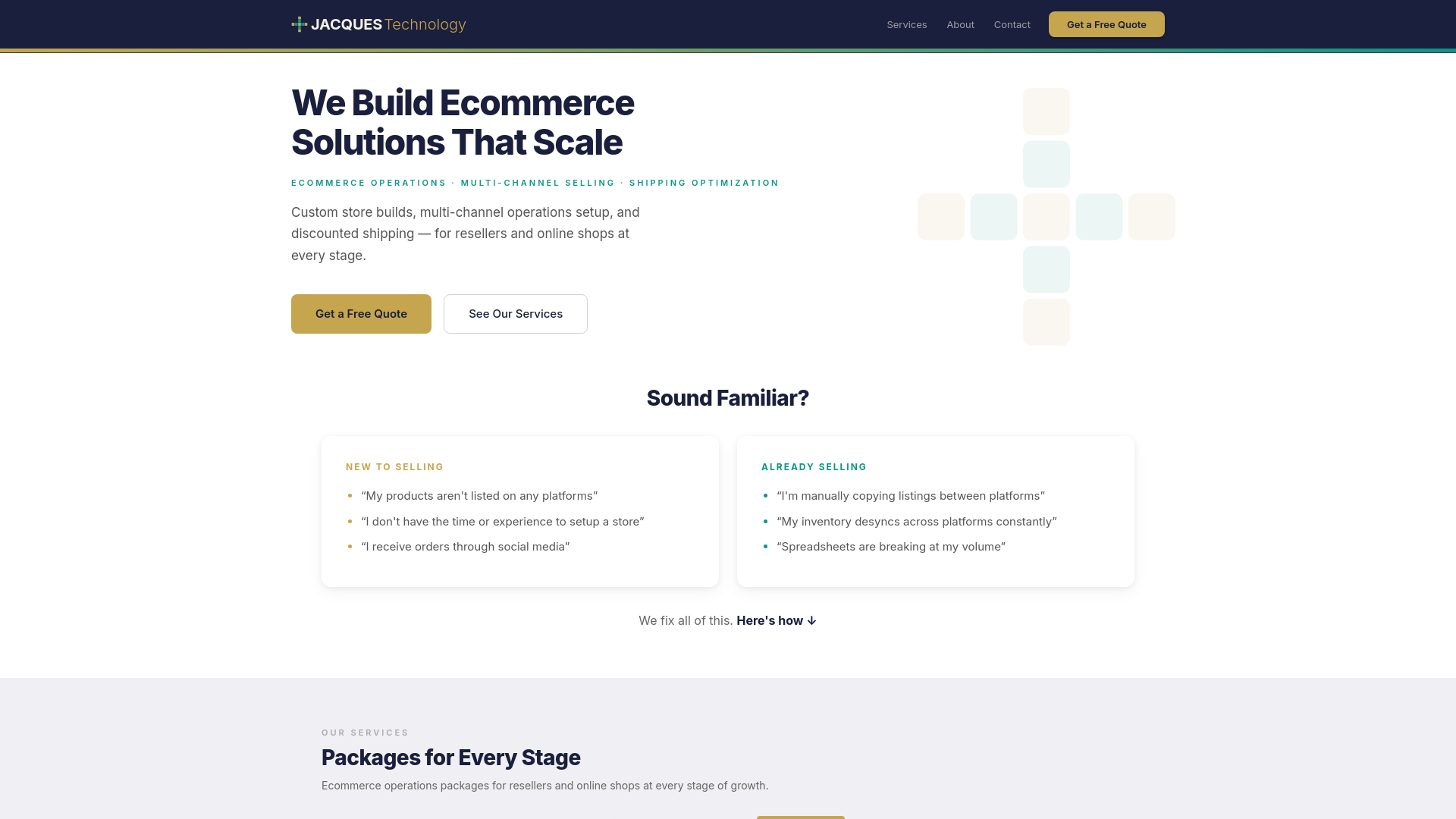 website screenshot of https://jacquestechnology.com/