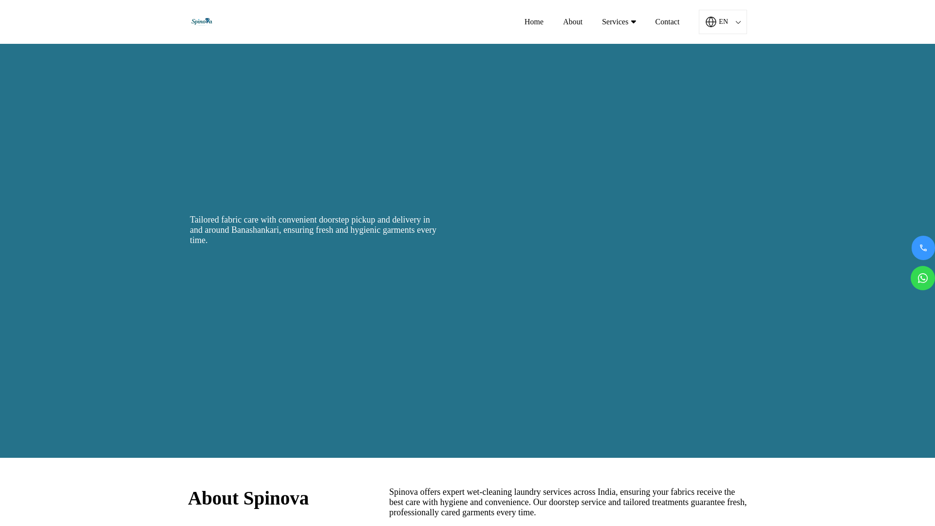 website screenshot of https://spinovalaundry.in/