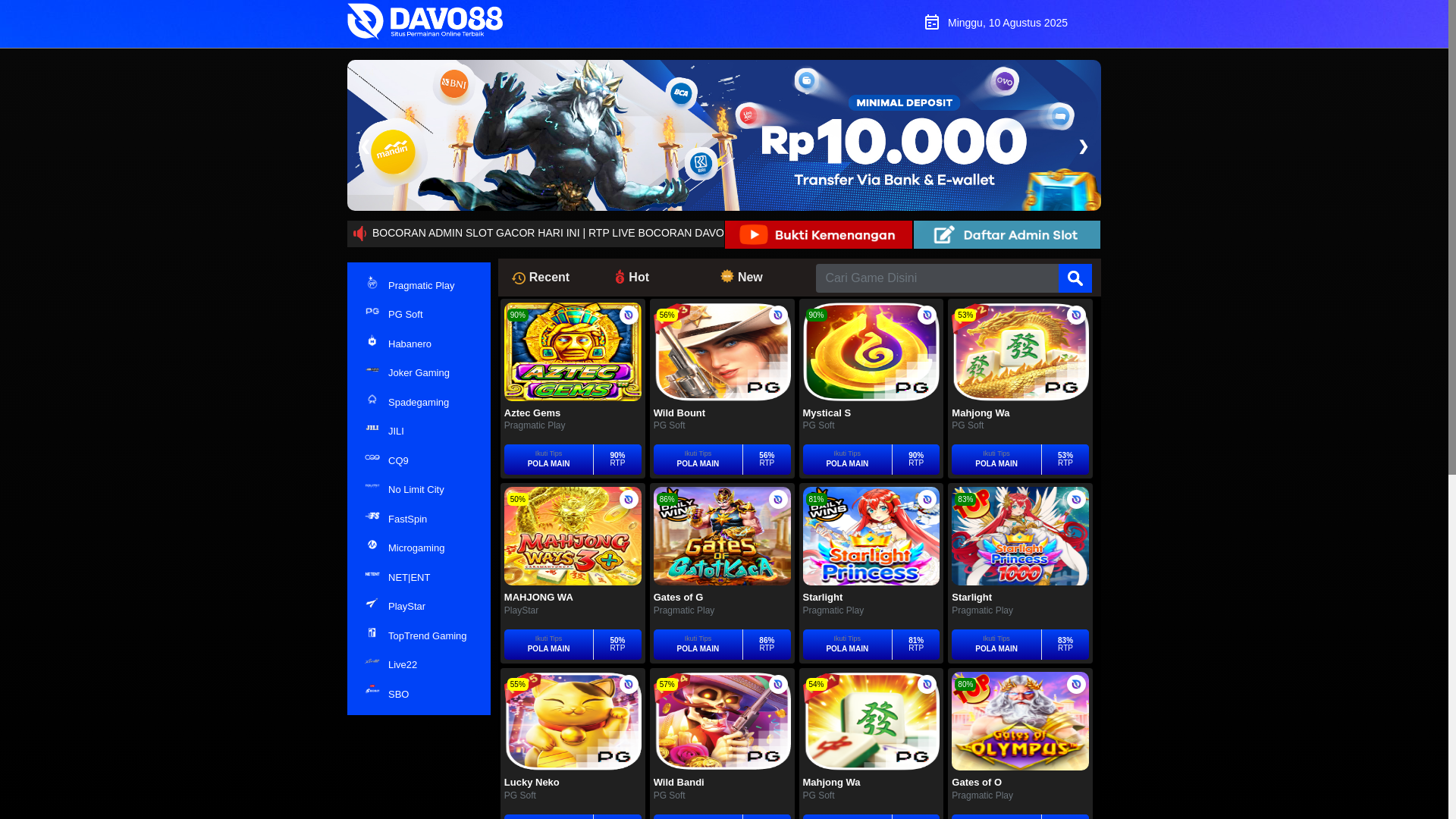 website screenshot of https://okrtpdavo88.pro/