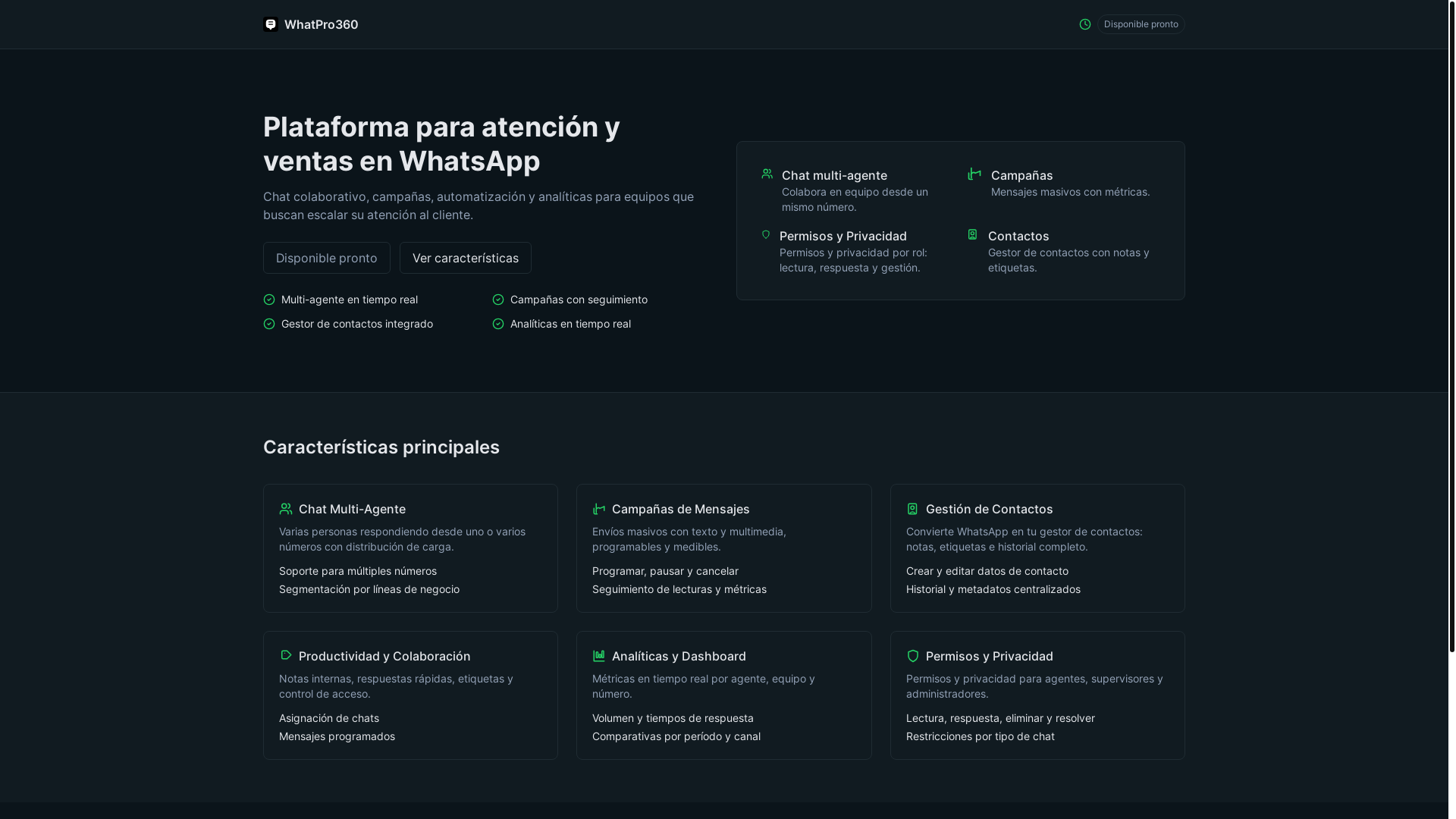 website screenshot of https://whatpro360-landing.pages.dev/