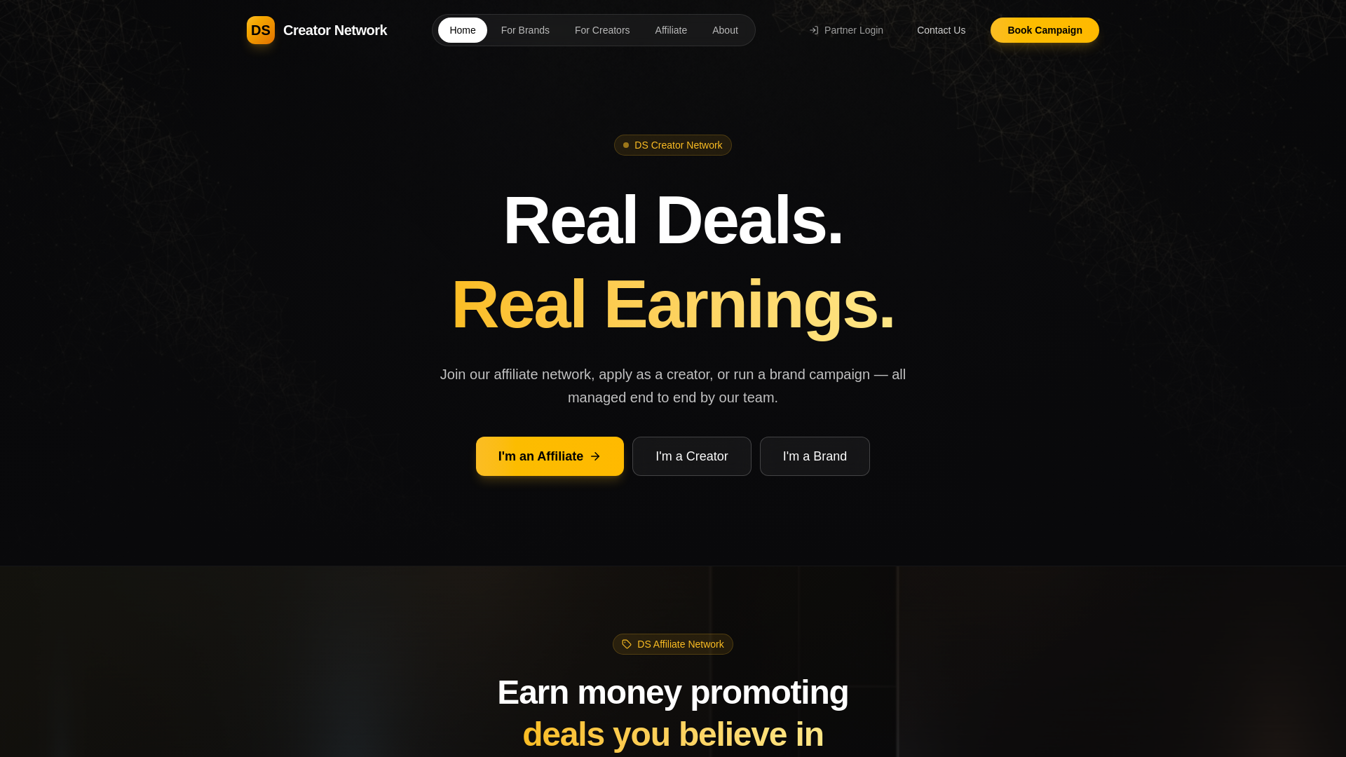 website screenshot of https://ds-creatornetwork.com/