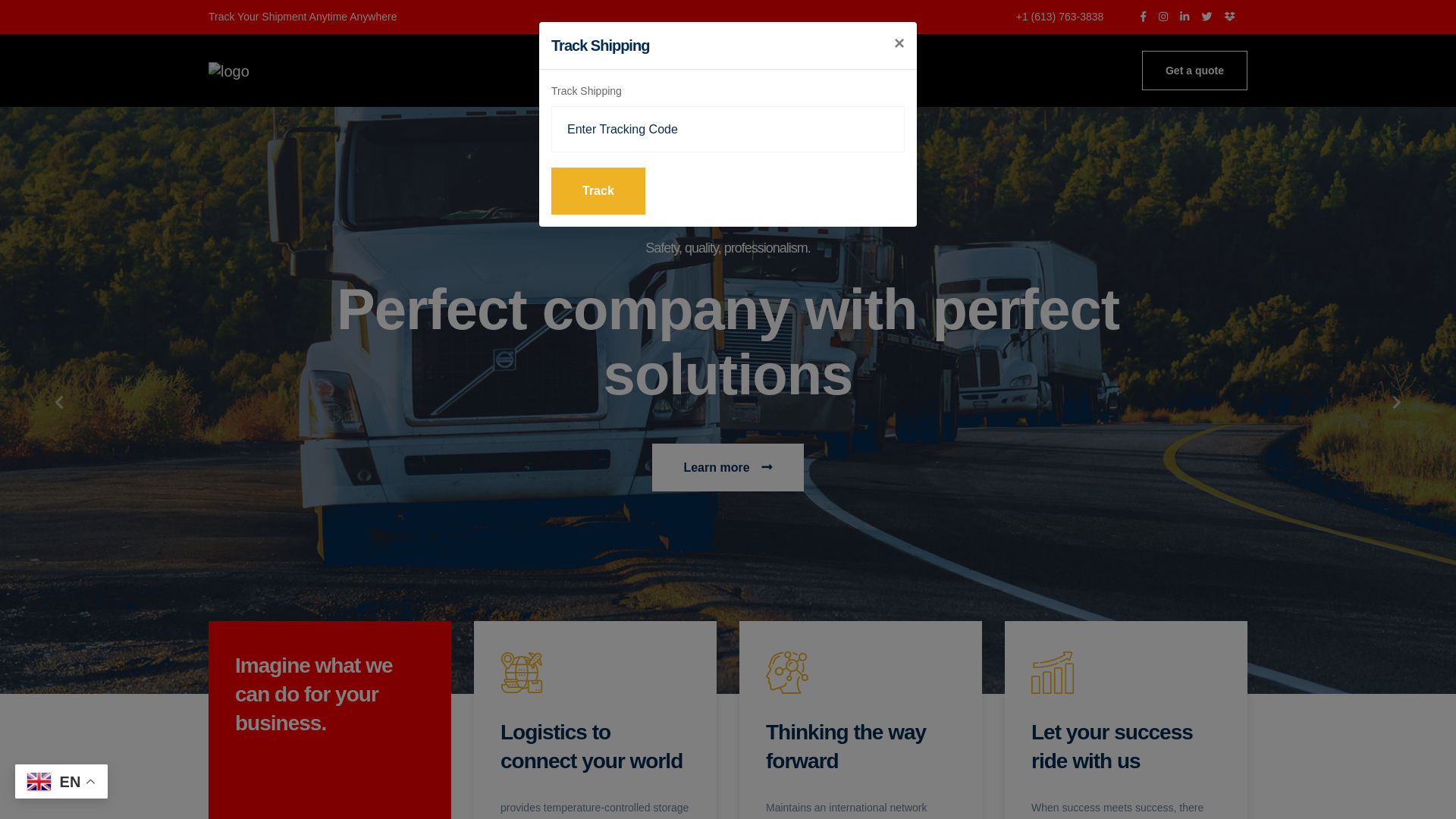 website screenshot of https://speedfieldlogistics.com
