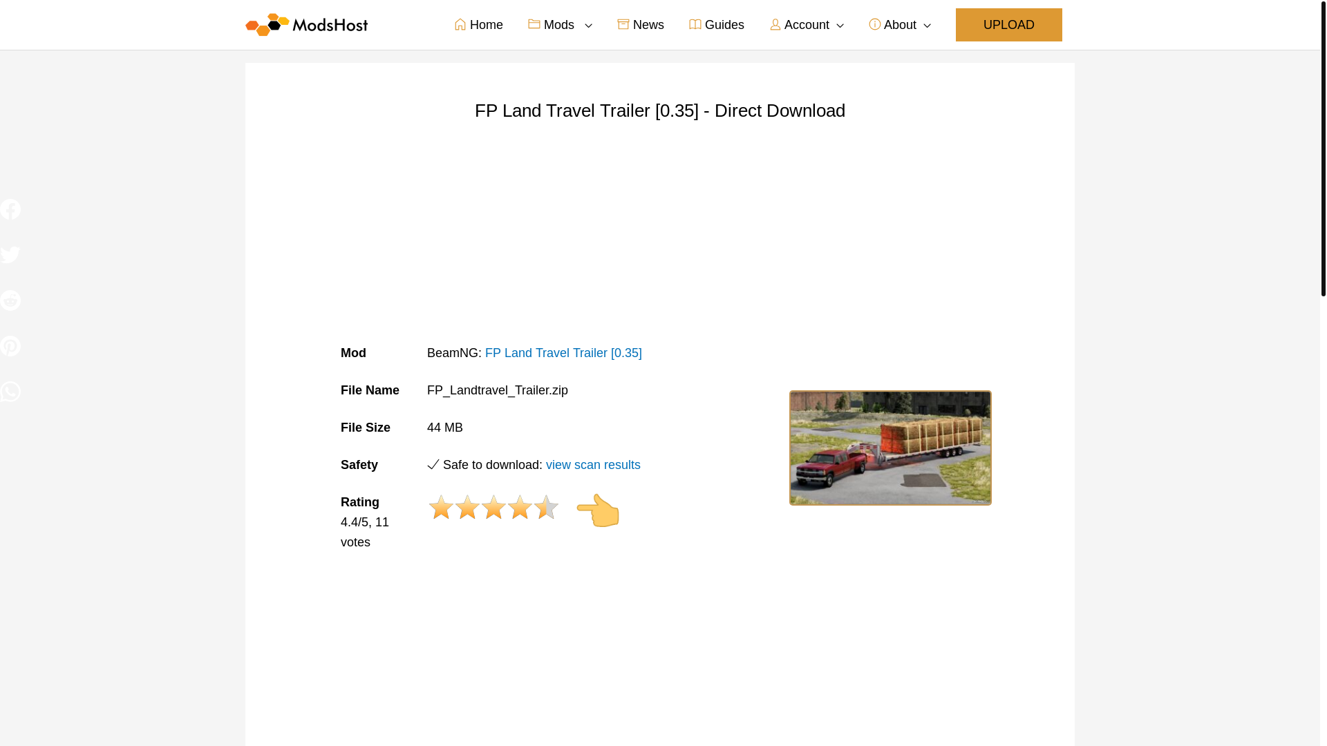 website screenshot of https://modshost.co/download/e8ipj1r9i3851lcqjvwkpp/