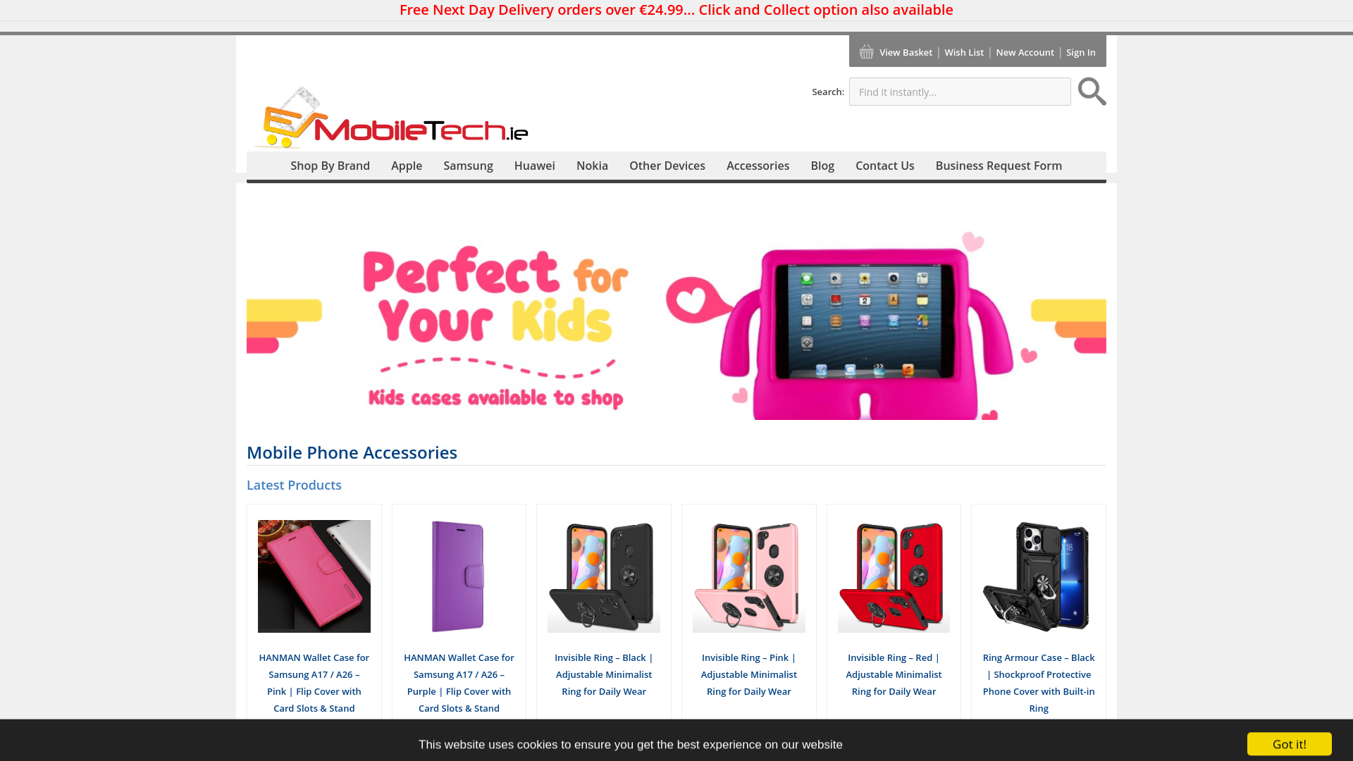 website screenshot of https://www.mobiletech.ie/