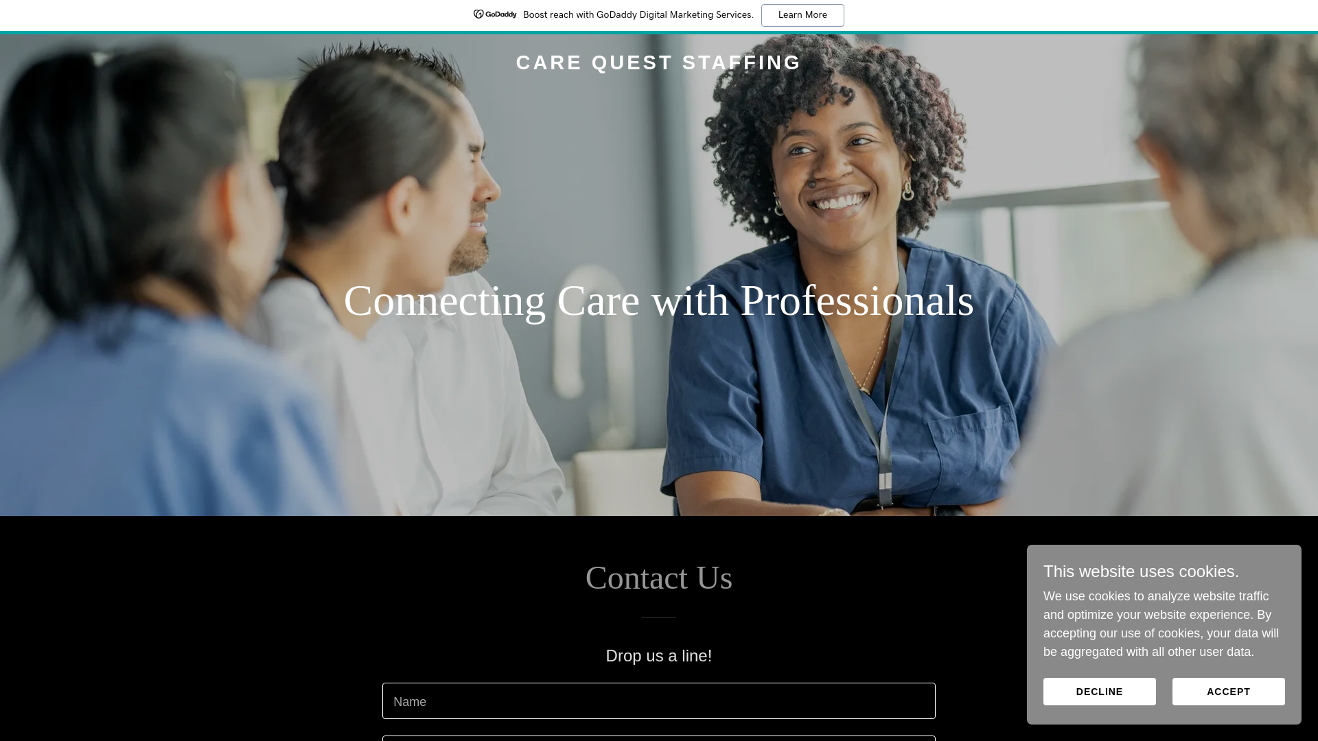 website screenshot of https://carequeststaffing.com/