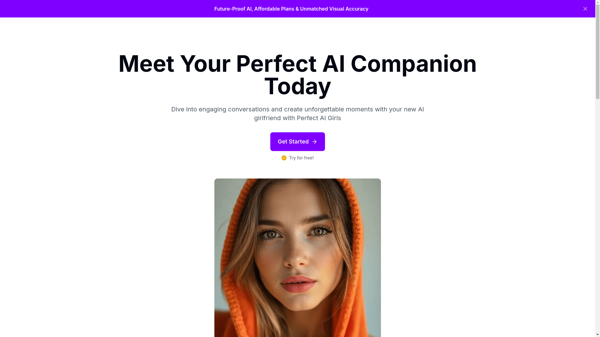 website screenshot of https://perfectaigirls.com/