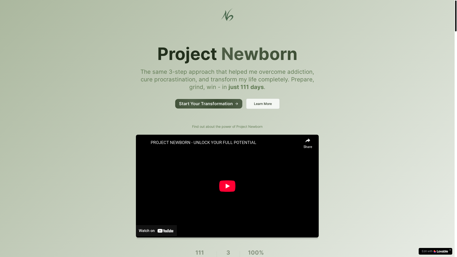 website screenshot of https://project-newborn.com/