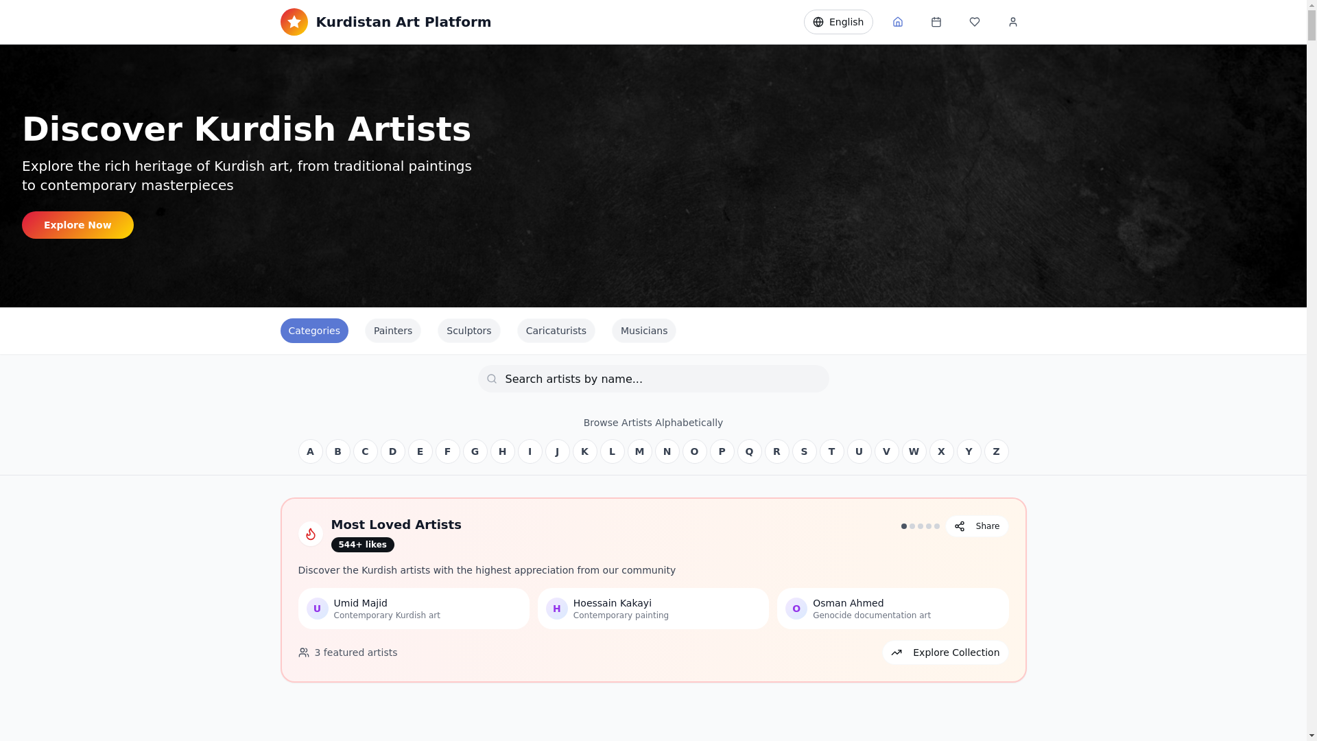 website screenshot of https://kurdishartistry.com/