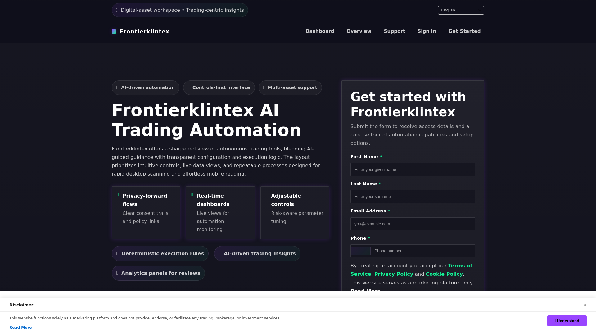 website screenshot of https://frontierklintex-click.pages.dev/