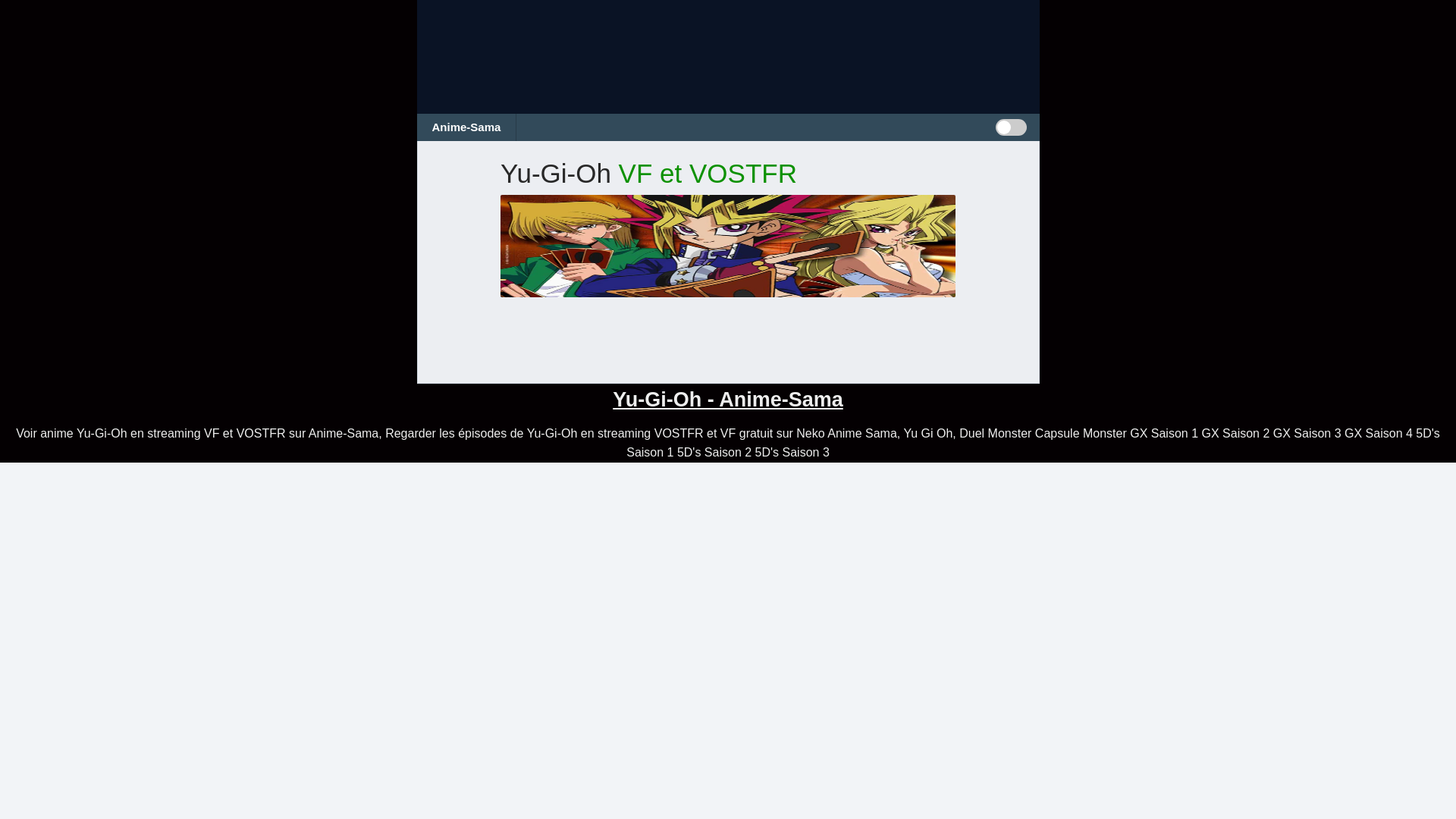 website screenshot of https://anime-sama-yu-gi-oh.pages.dev/