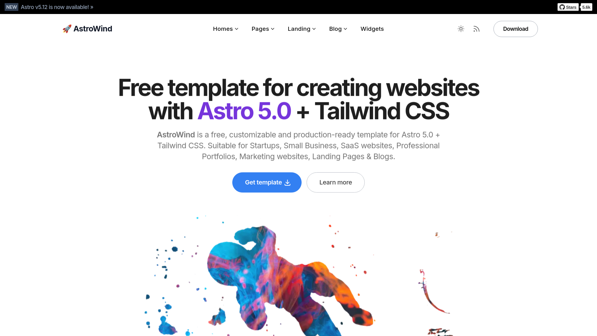 website screenshot of https://astrowind-95d.pages.dev/