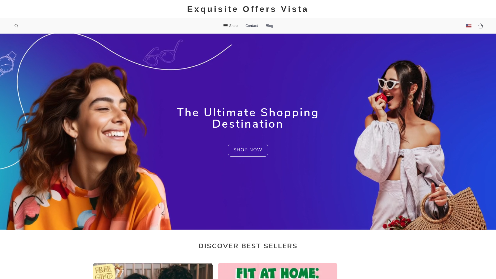 website screenshot of https://exquisiteoffersvista.shop