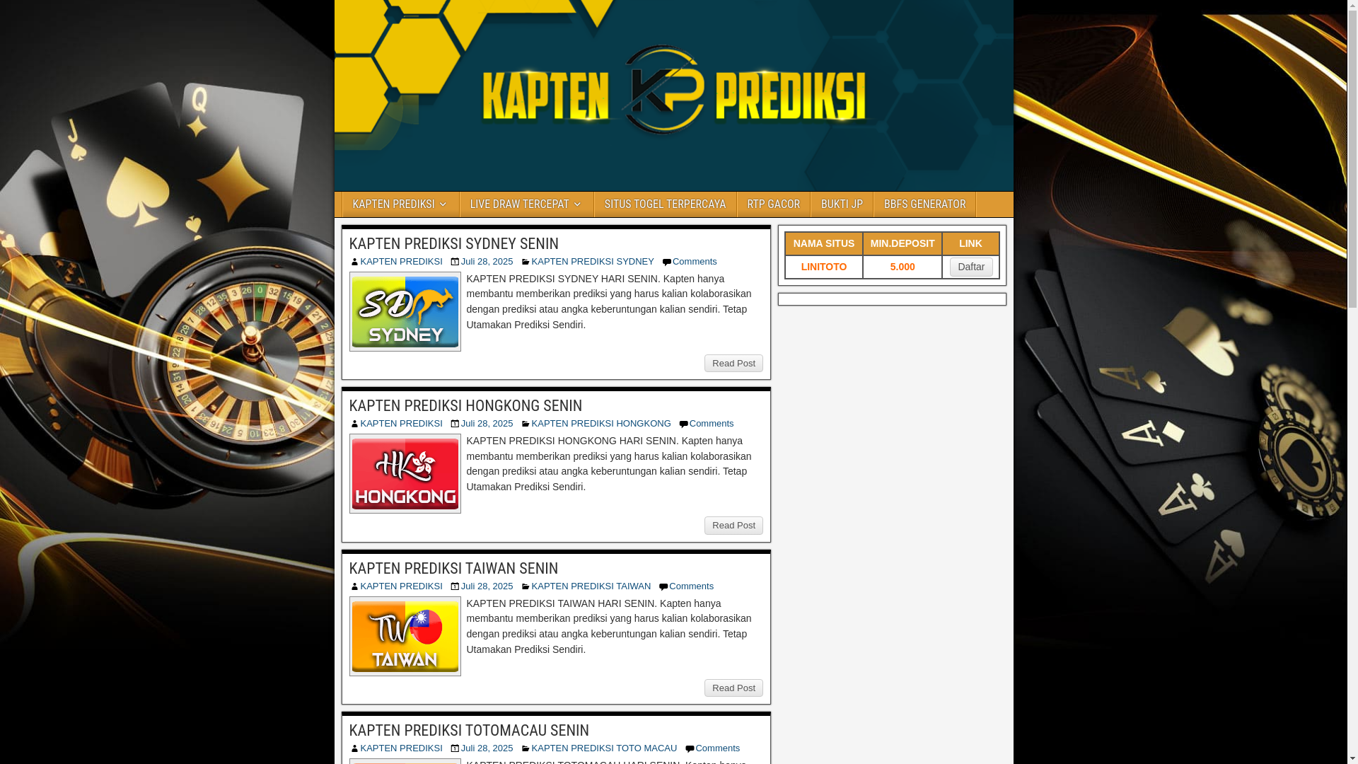 website screenshot of https://kaptenprediksi88.site/