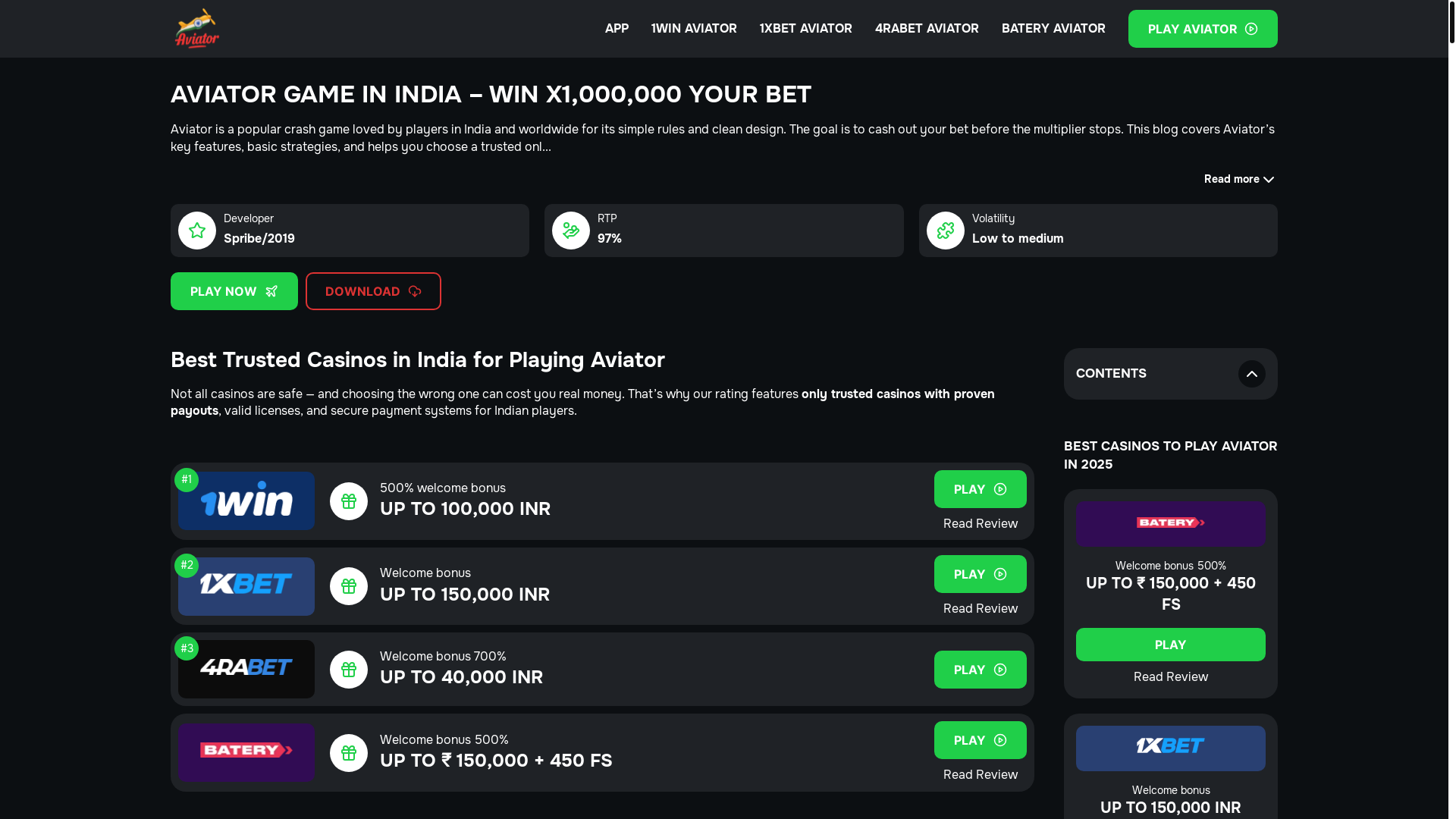 website screenshot of https://aviator-game-official-indi.com/