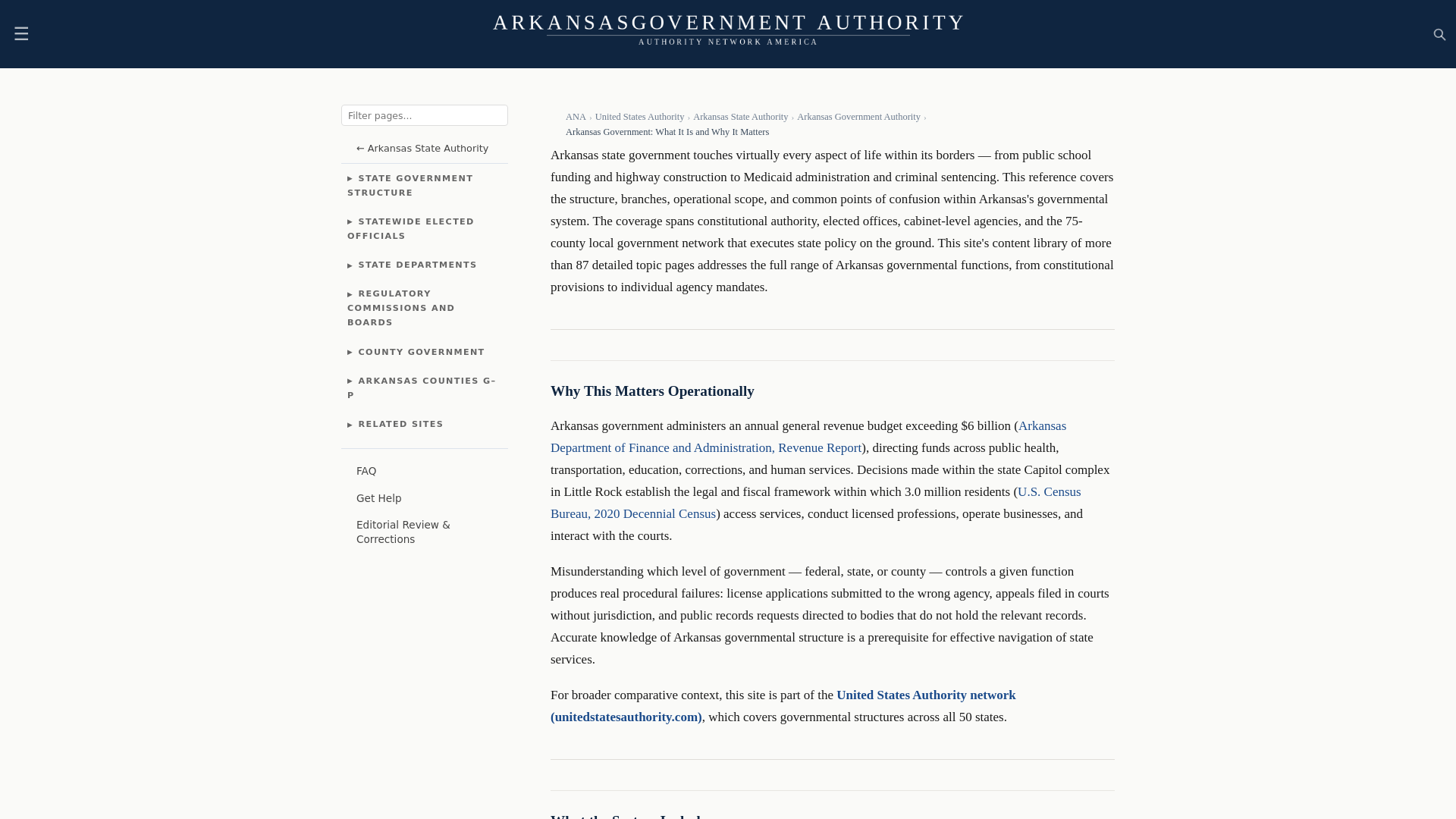 website screenshot of https://arkansasgovernmentauthority.com/