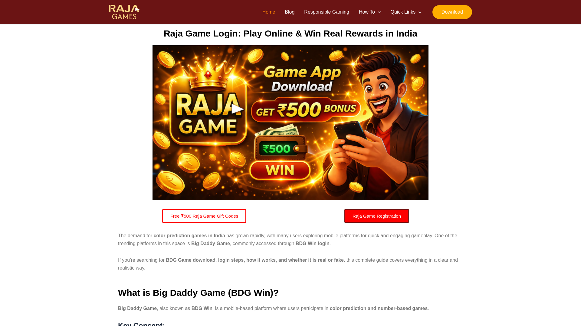 website screenshot of https://rajagameindia.com/