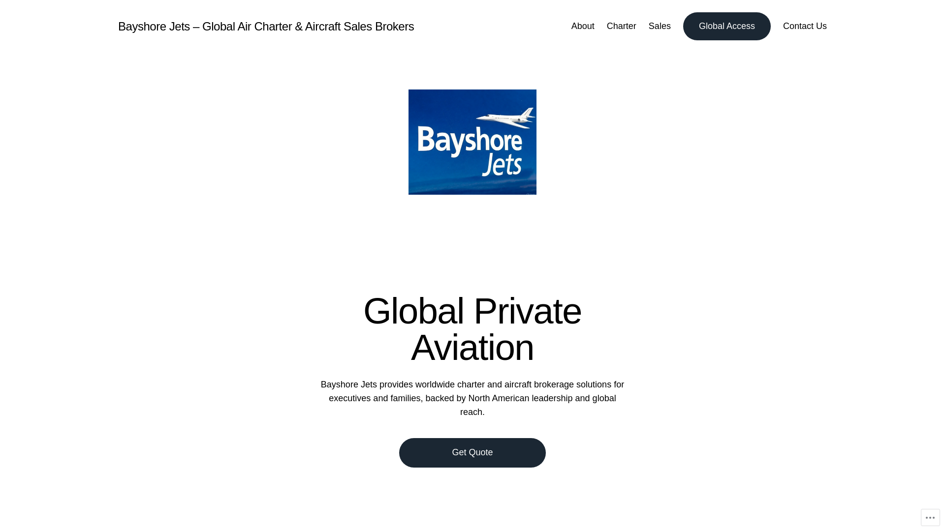 website screenshot of https://bayshorejets.com