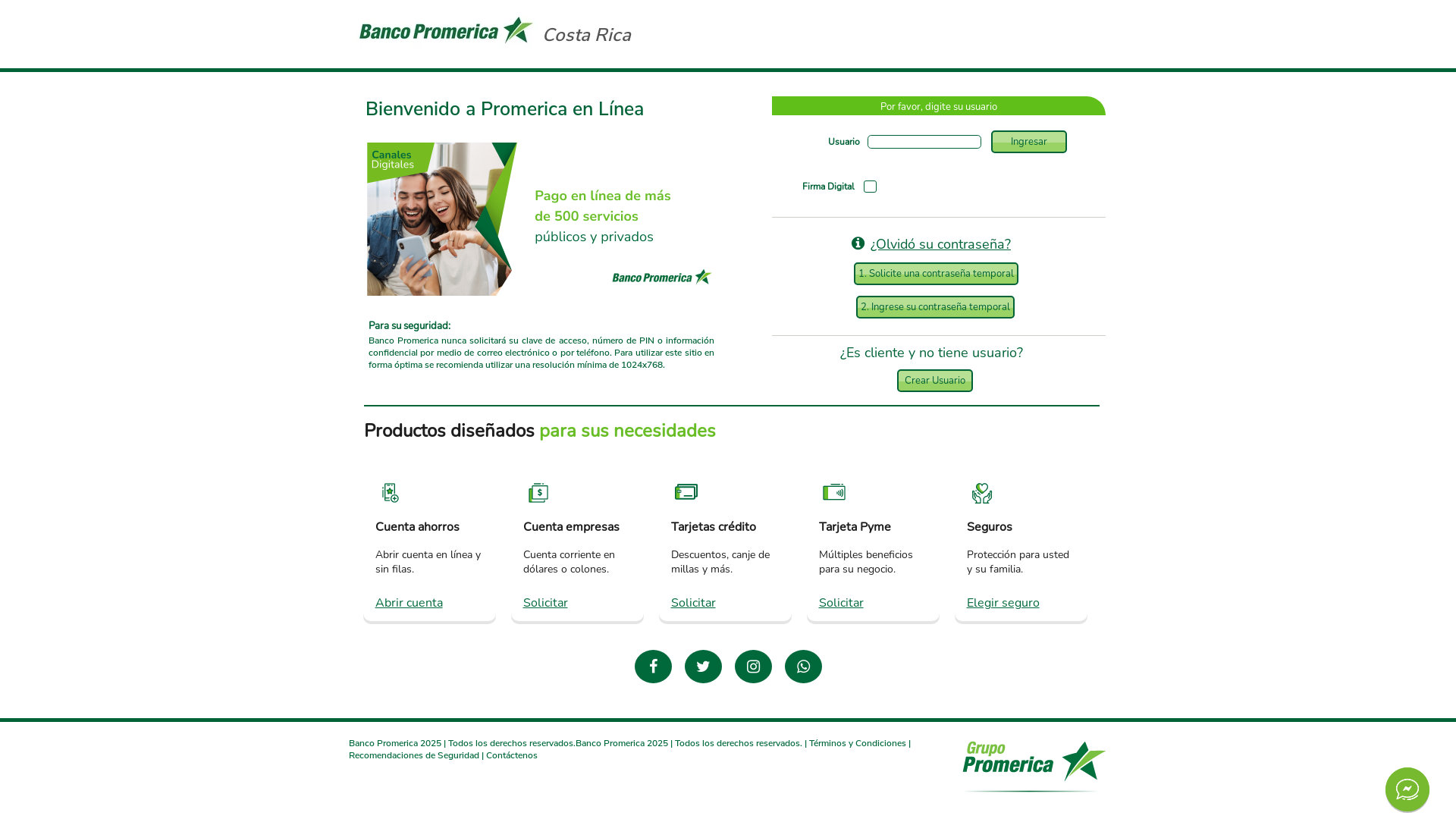 website screenshot of https://promerica.pages.dev/