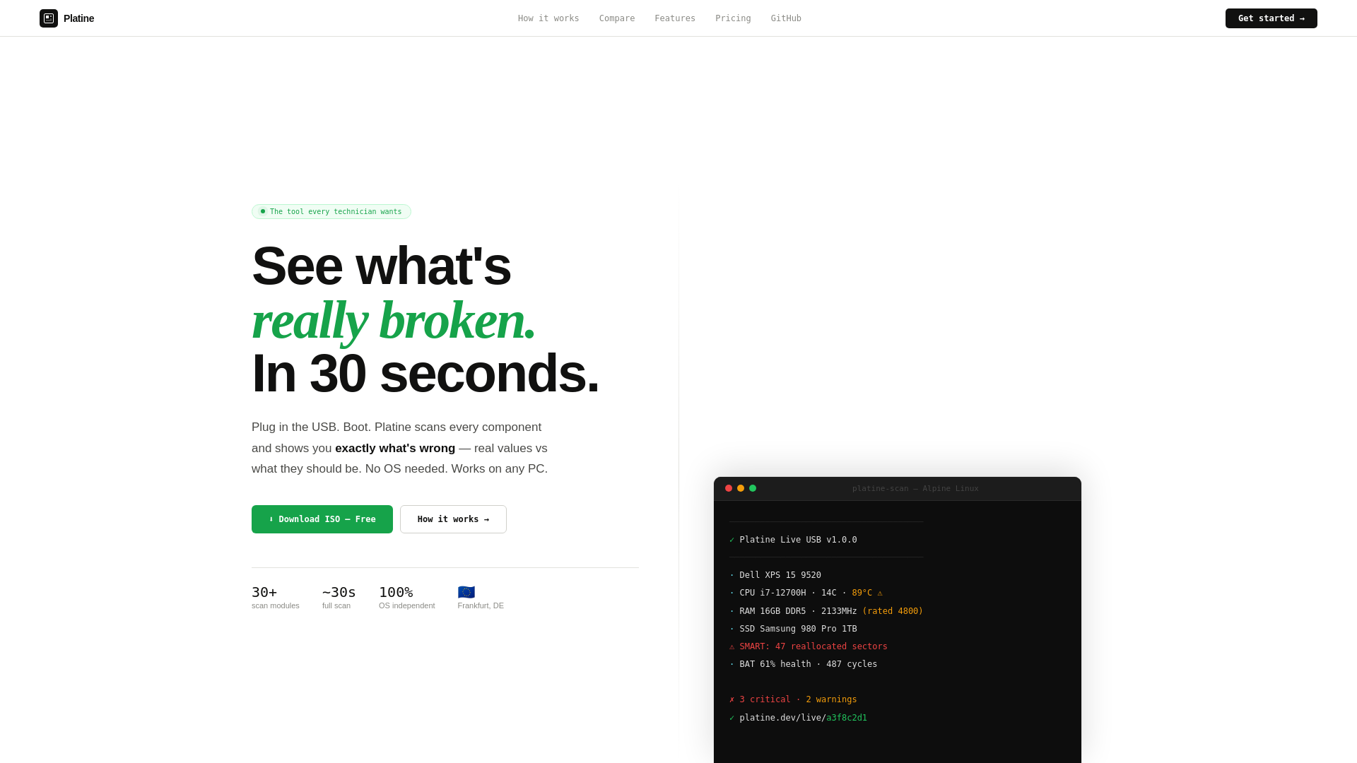website screenshot of https://platine.dev/