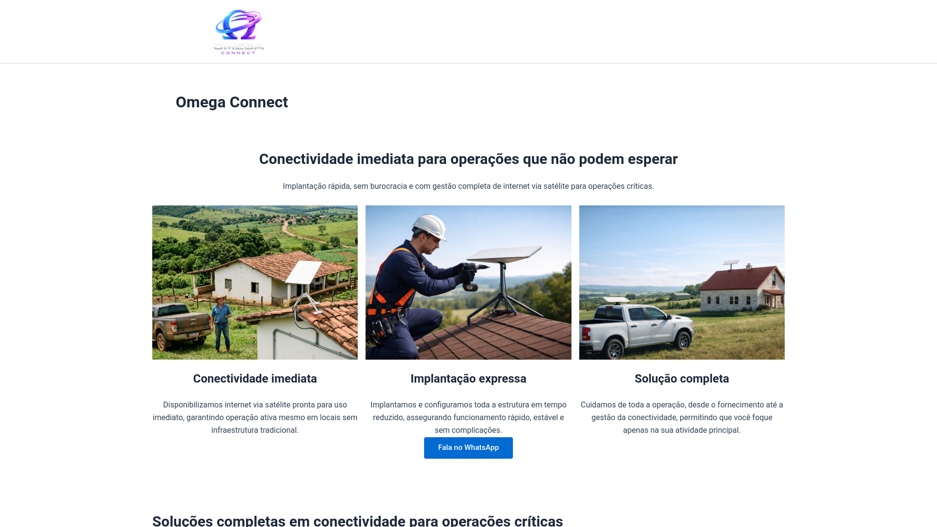 website screenshot of https://omegaconnect.com.br