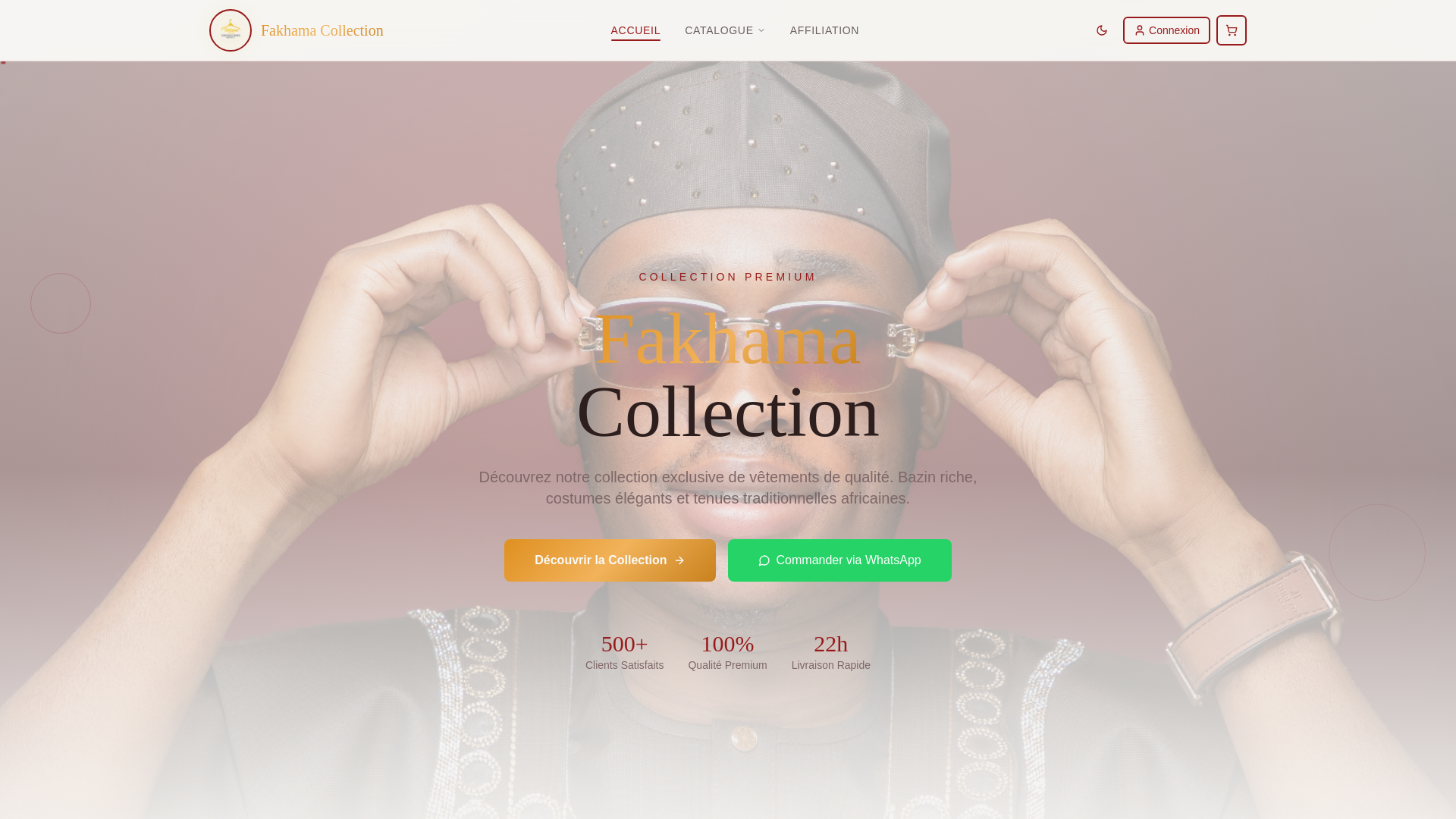 website screenshot of https://fakhamacollection.com