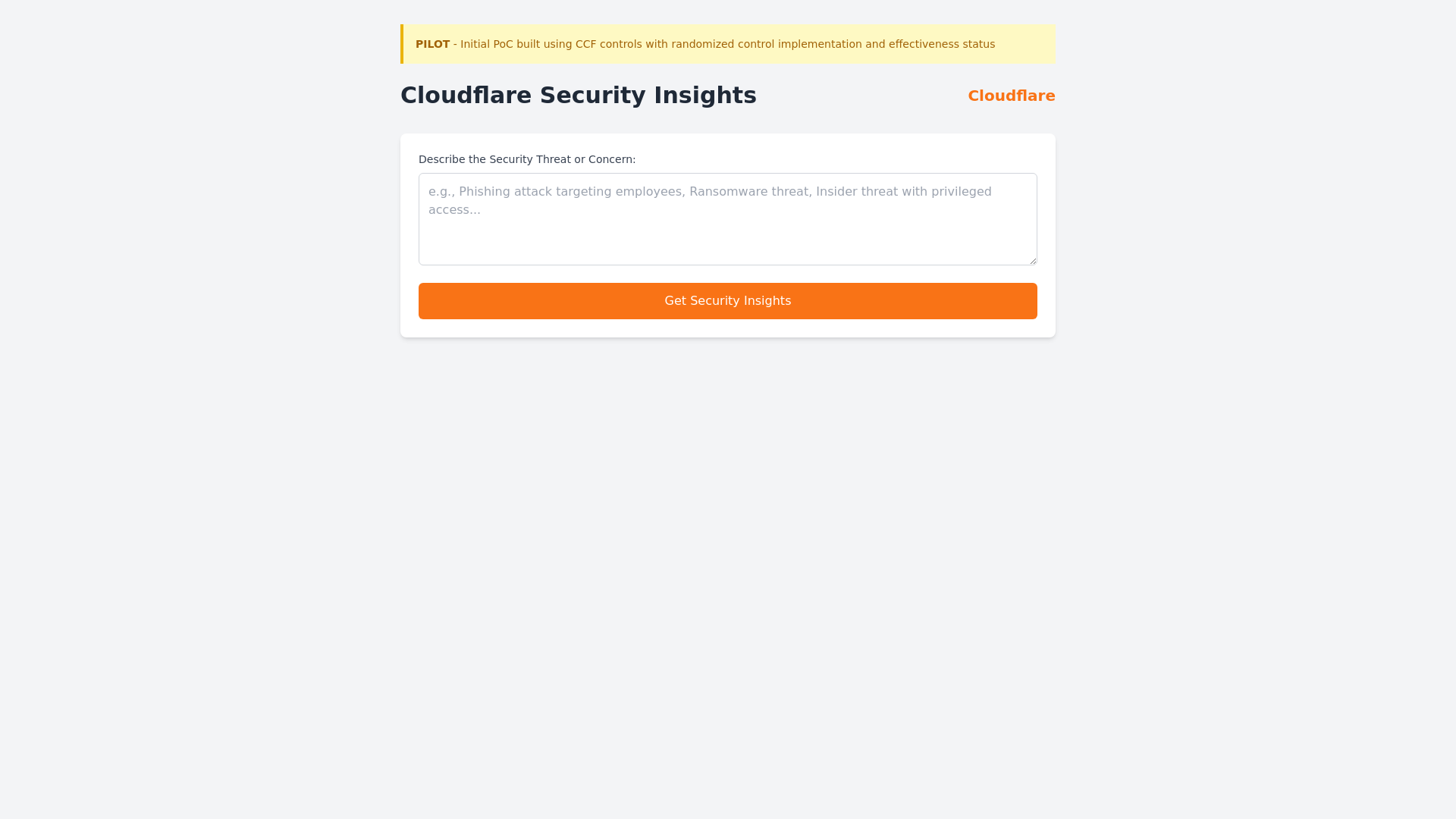 website screenshot of https://ciso-threat-app-ui.pages.dev/
