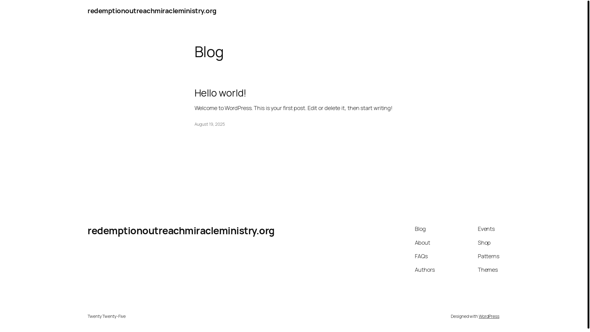 website screenshot of https://redemptionoutreachmiracleministry.org/
