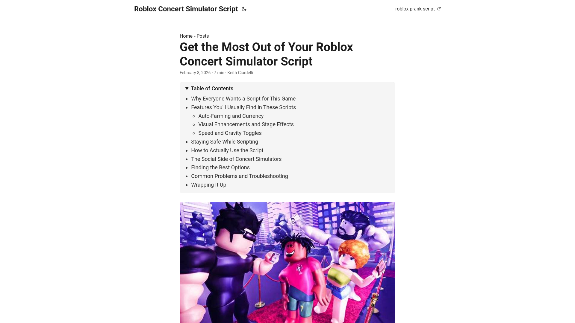 website screenshot of https://roblox-concert-simulator-script.pages.dev/