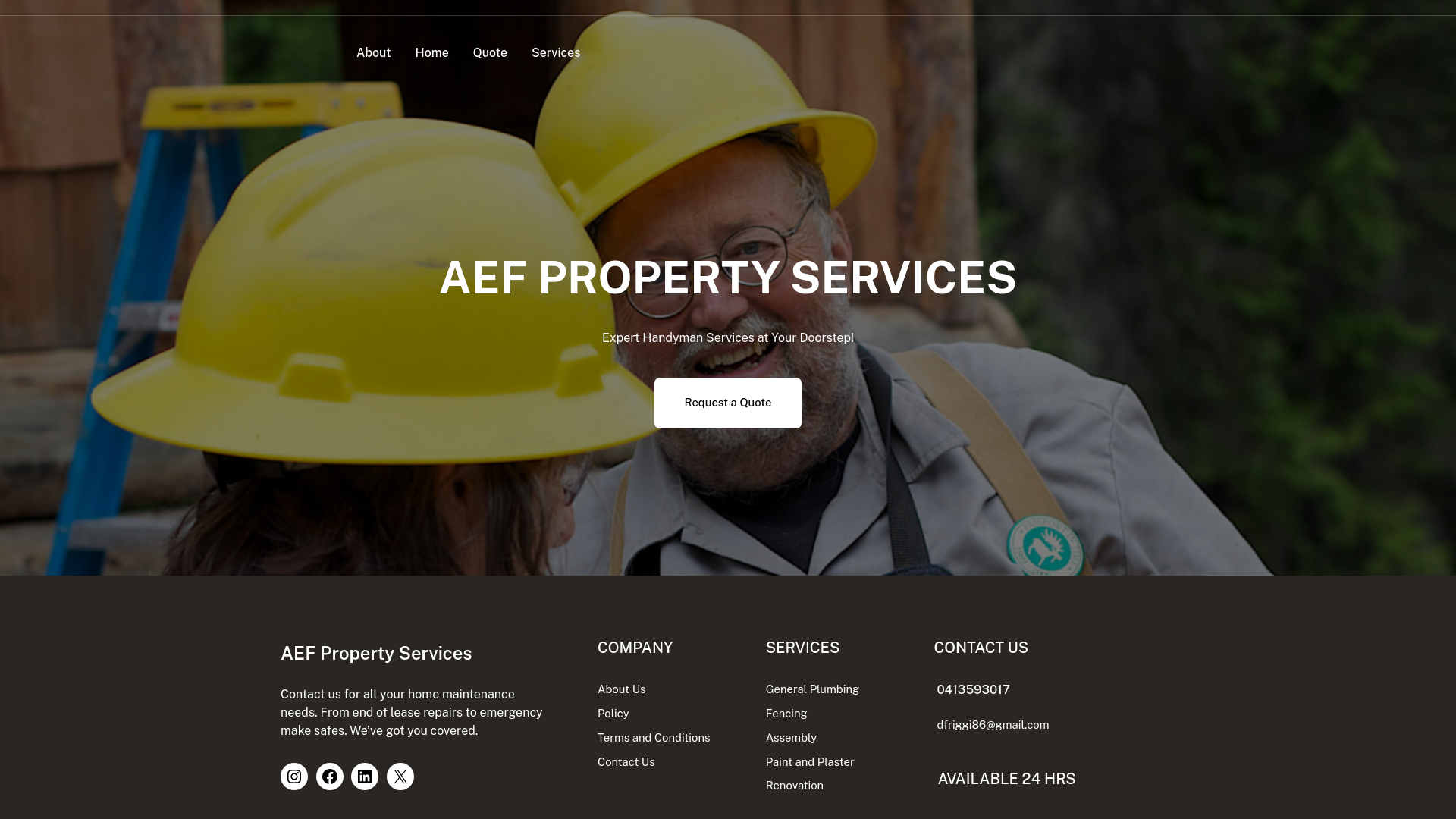 website screenshot of https://aefproperty.com.au