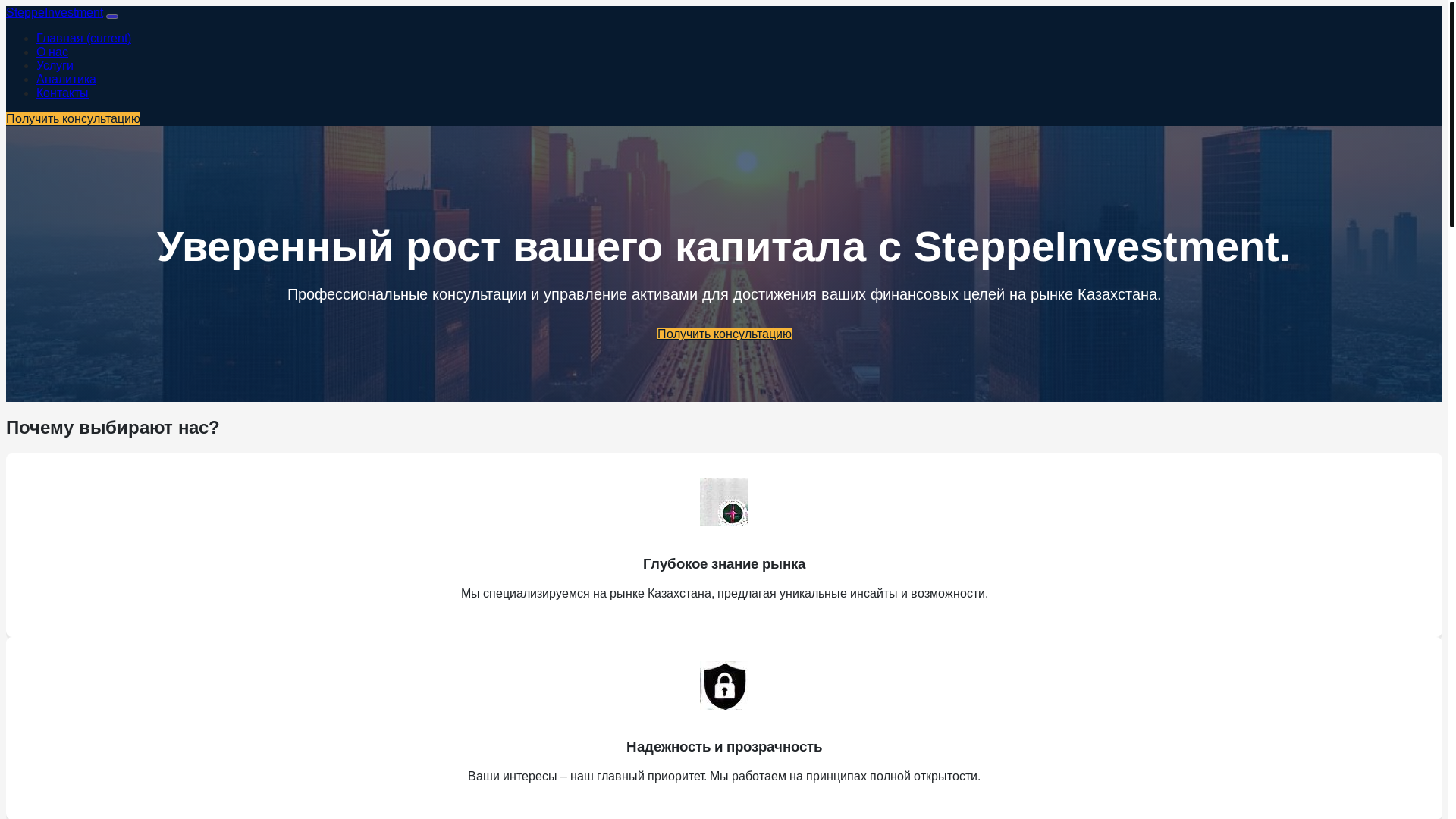website screenshot of https://steppeinvestment.info/