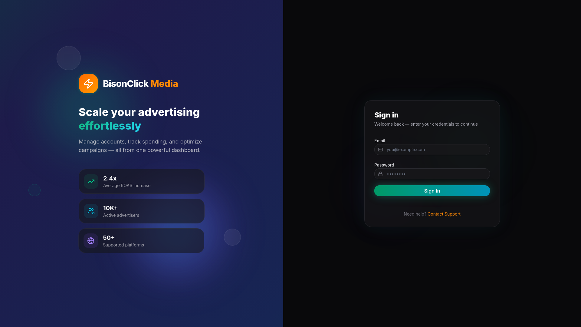 website screenshot of https://bisonclick.site/