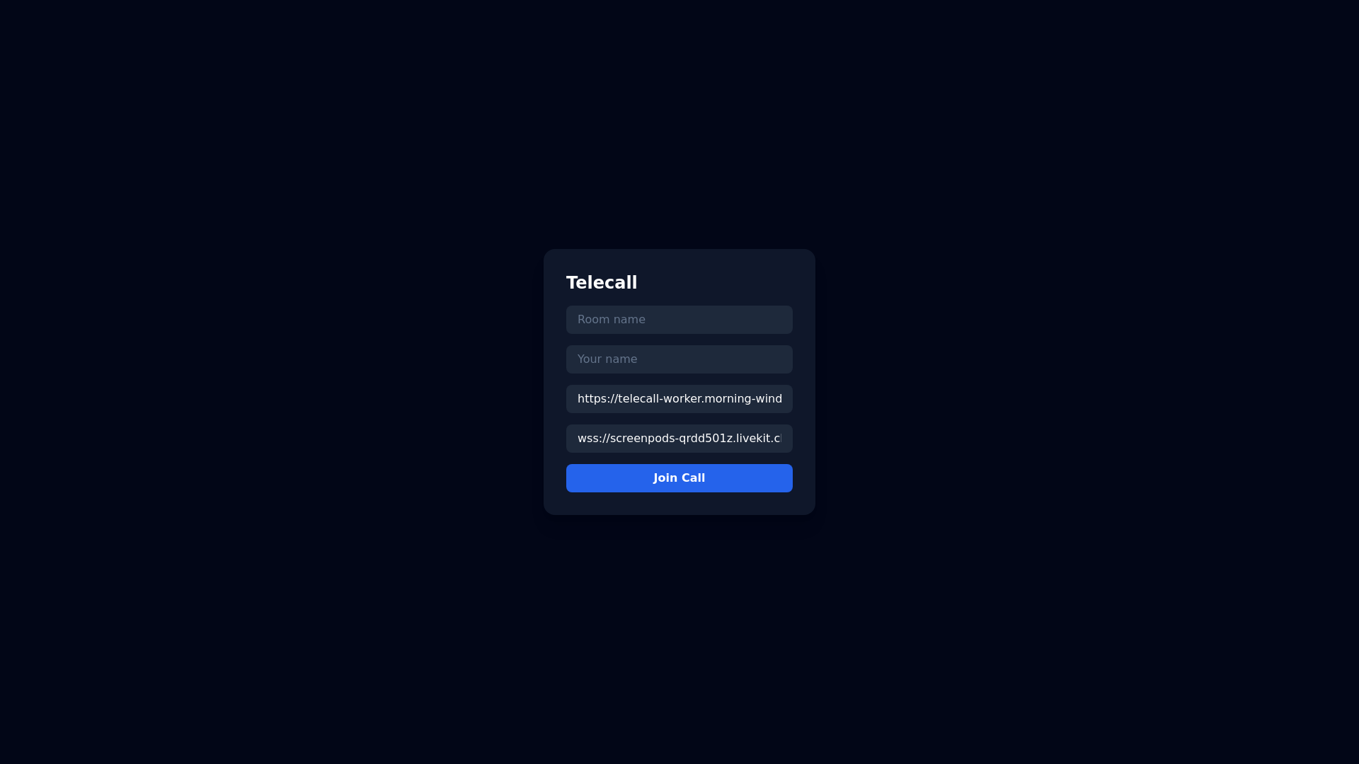 website screenshot of https://telecall.pages.dev/