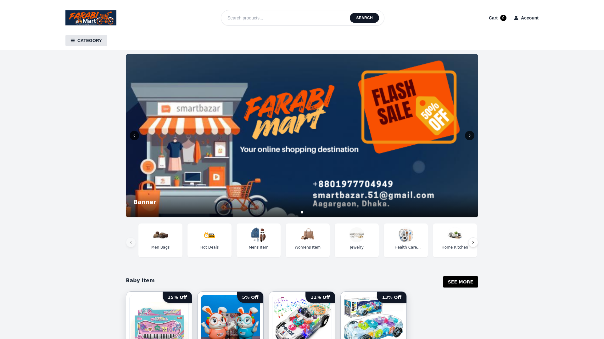 website screenshot of https://farabimart.com/